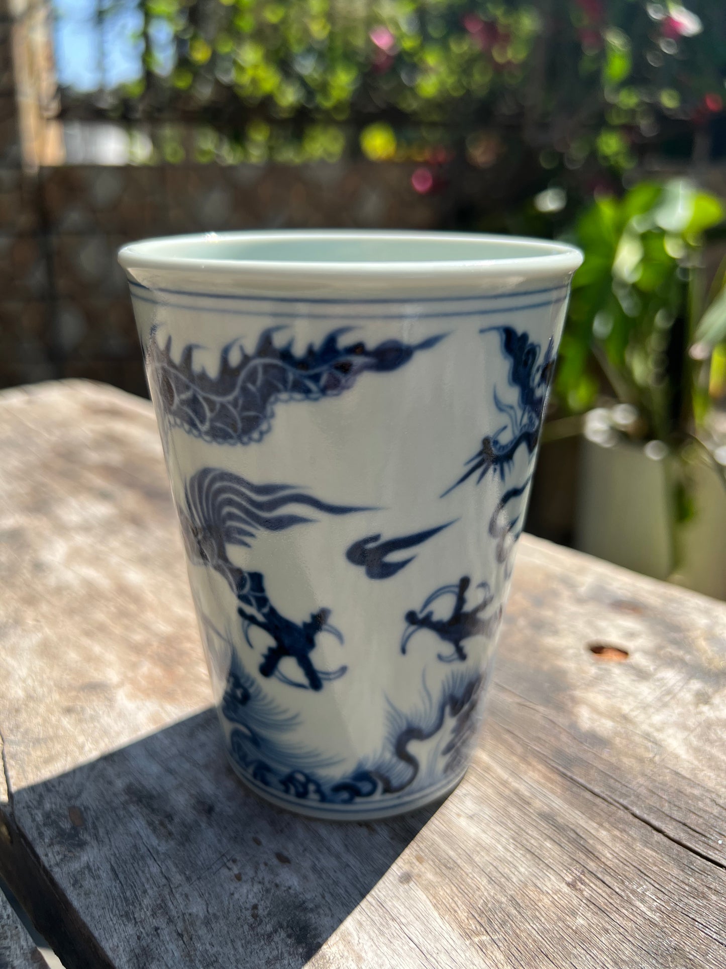 Handcrafted Jingdezhen Teacup Chinese Dragon Mug  White Blue Porcelain Fine China Cup