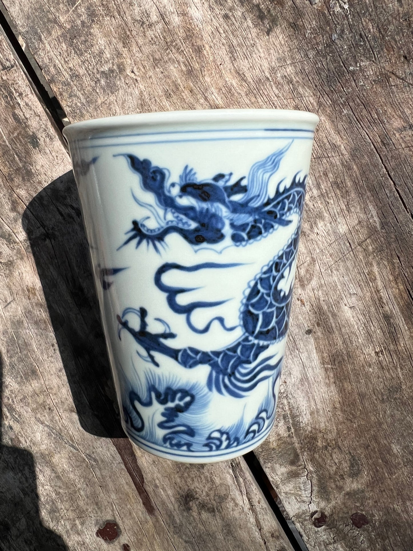 Handcrafted Jingdezhen Teacup Chinese Dragon Mug  White Blue Porcelain Fine China Cup