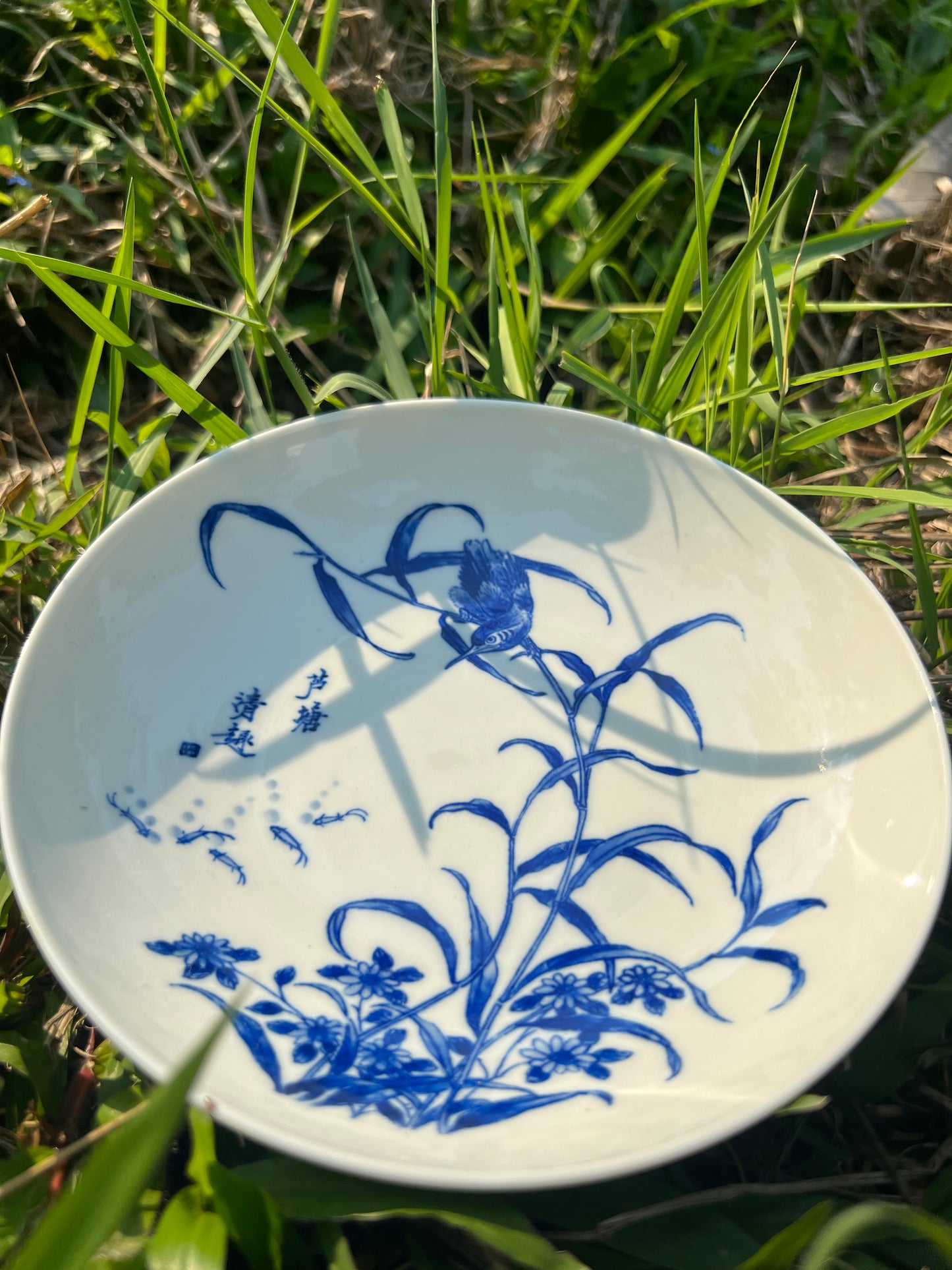 100% Handpainted Chinese Jingdezhen Ceramic Fine China Blue White Porcelain Flower Bird Pattern Qinghuaci