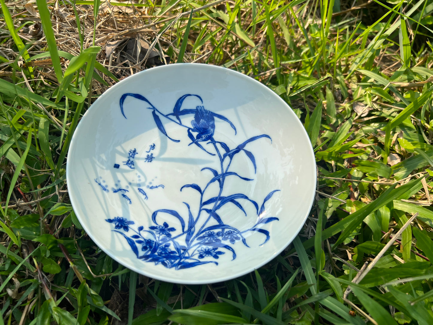 100% Handpainted Chinese Jingdezhen Ceramic Fine China Blue White Porcelain Flower Bird Pattern Qinghuaci