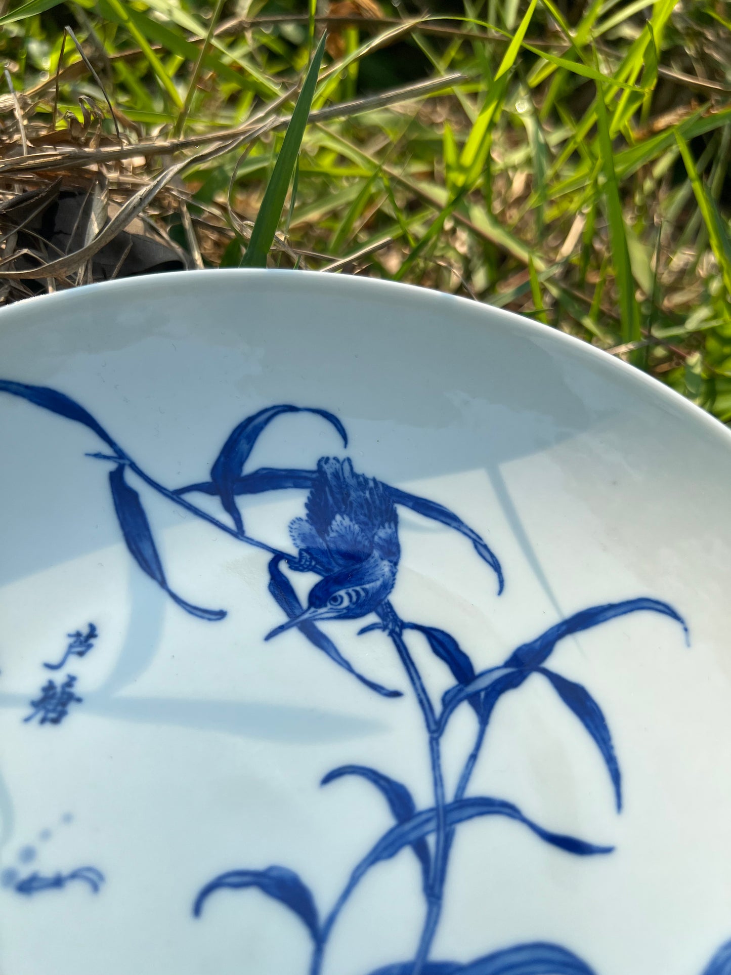 100% Handpainted Chinese Jingdezhen Ceramic Fine China Blue White Porcelain Flower Bird Pattern Qinghuaci