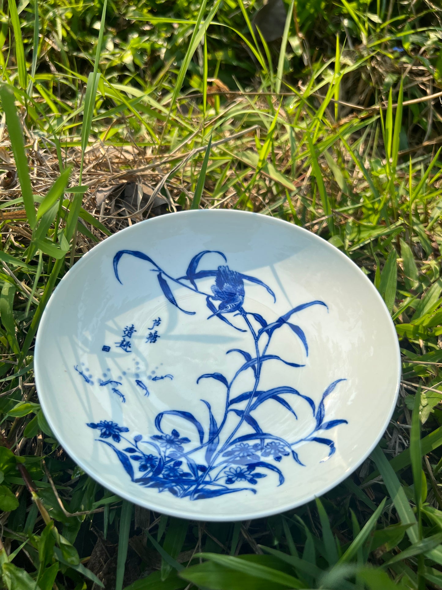 100% Handpainted Chinese Jingdezhen Ceramic Fine China Blue White Porcelain Flower Bird Pattern Qinghuaci