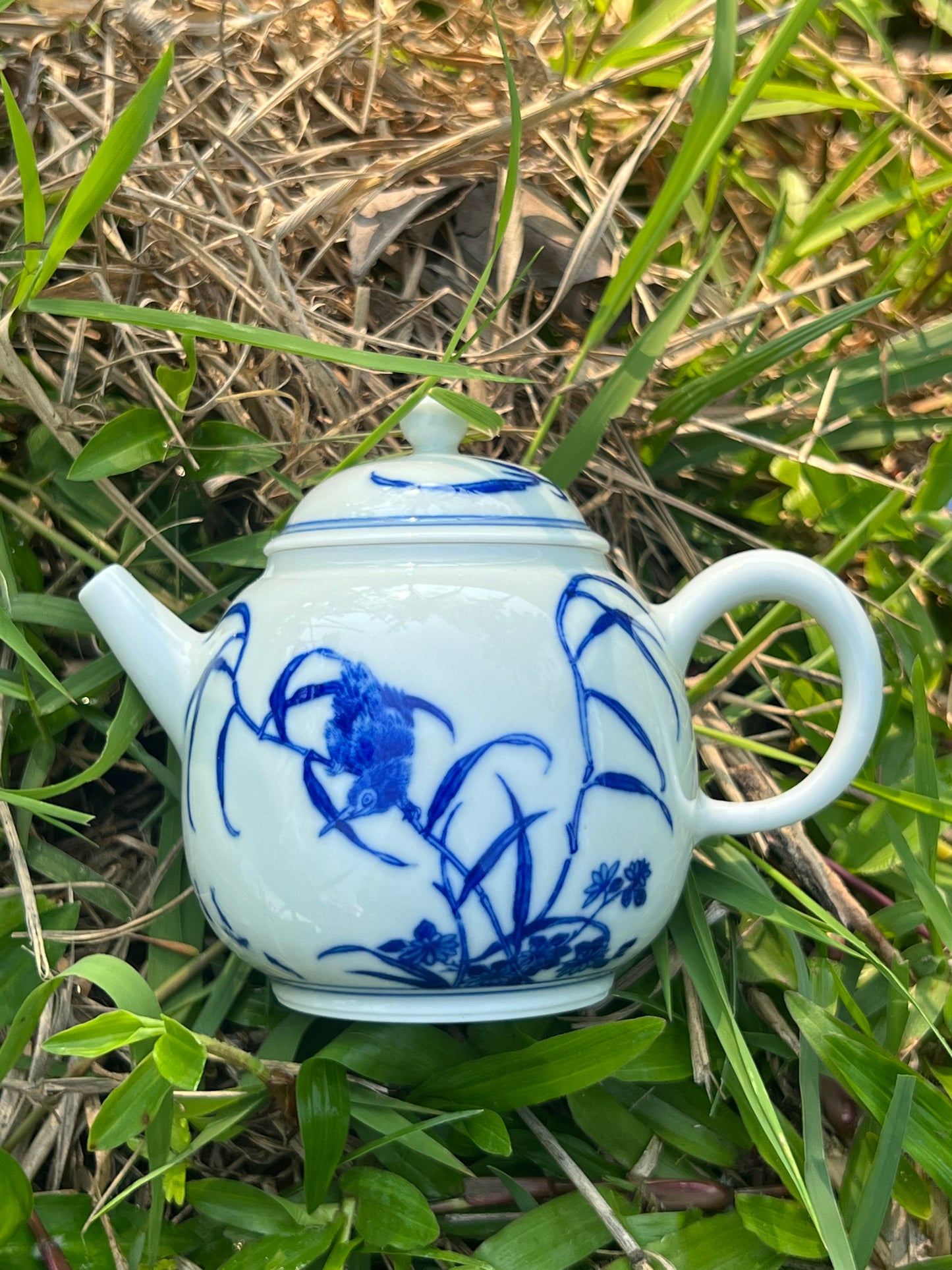 100% Handpainted Chinese Jingdezhen Ceramic Fine China Blue White Porcelain Flower Bird Pattern Qinghuaci