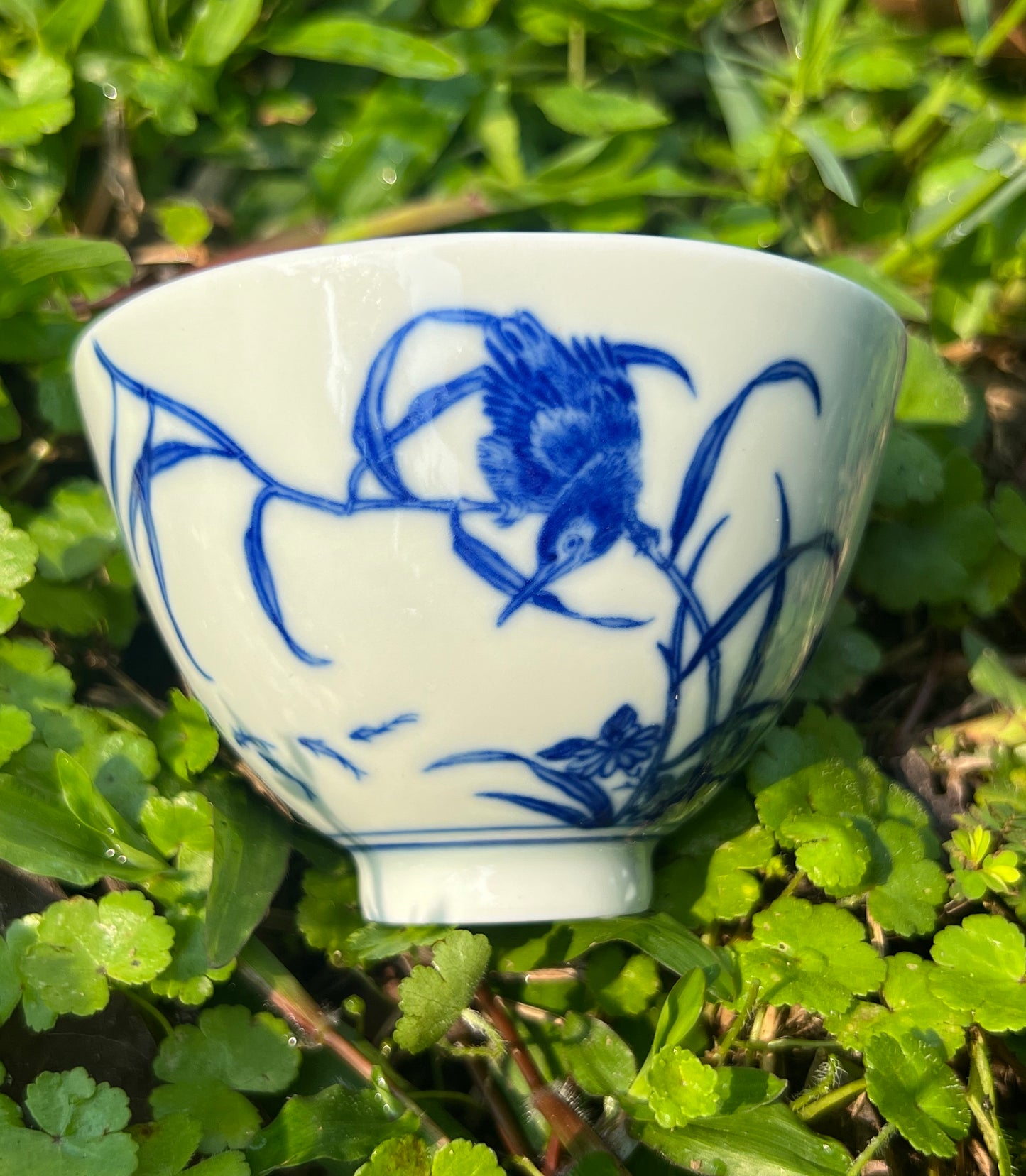 100% Handpainted Chinese Jingdezhen Ceramic Fine China Blue White Porcelain Flower Bird Pattern Qinghuaci