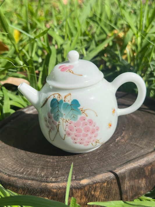 Handpainted Chinese Freehand Brush Work Grape Pattern Teapot Set