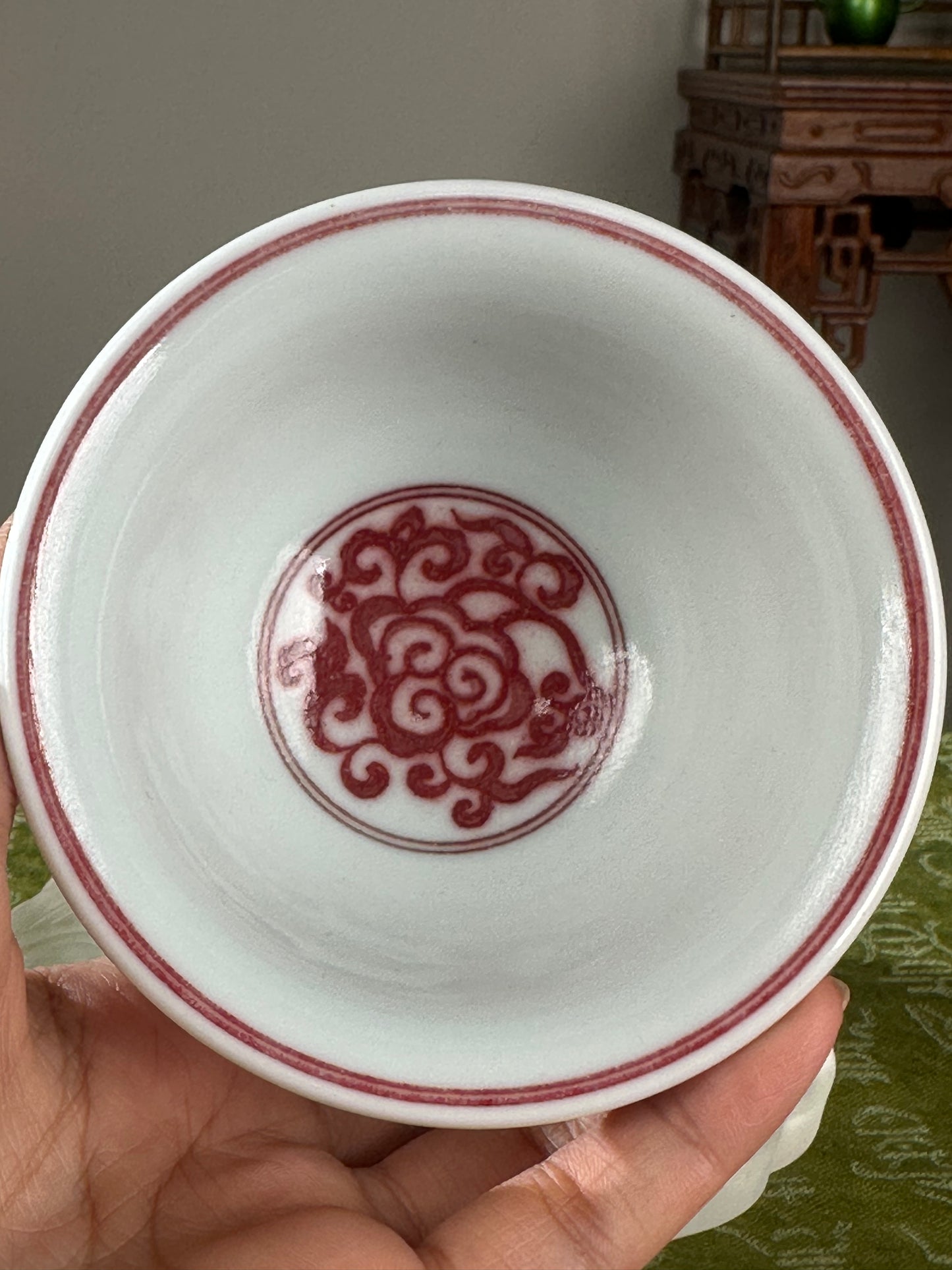 Hand Painted Chinese Dragon Teacup Underglaze Red Youlihong Jingdezhen Master Ceramic