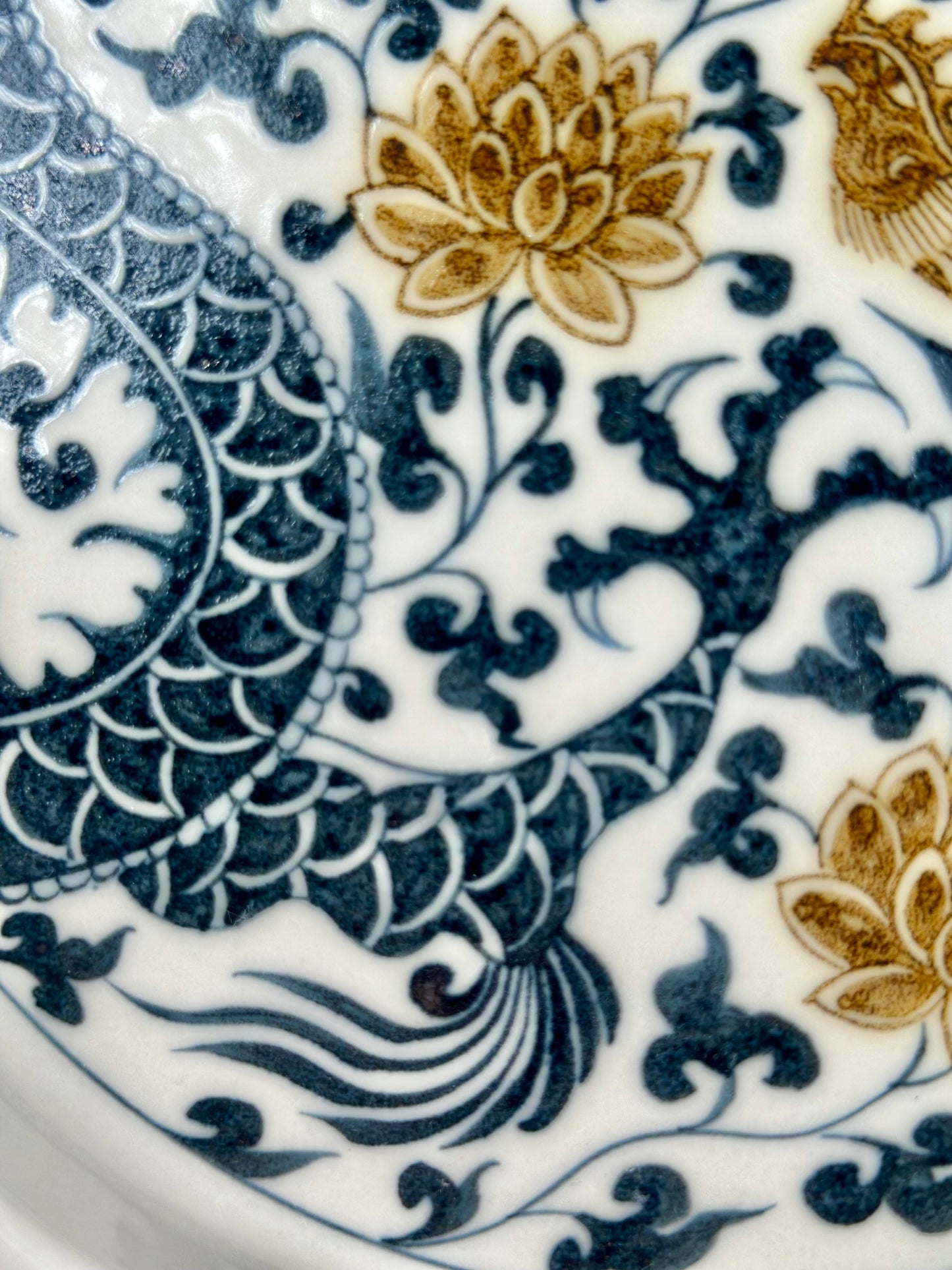 Handpainted Chinese Luxious Blue White Porcelain Underglaze Gold Youlijin Dragon Phoenix Gaiwan Set Artwork Teacup Tea Tray
