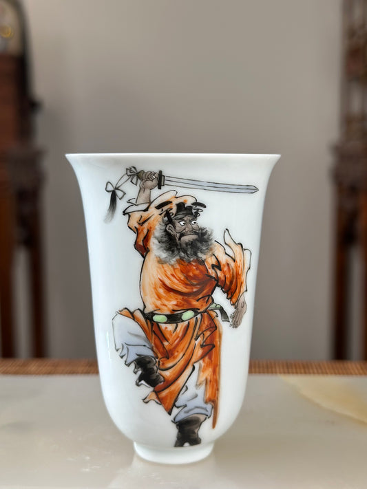 Handpainted Chinese Famille Rose Fencai Traditional Zhongkui Portrait  Jingdezhen Master Original Teacup