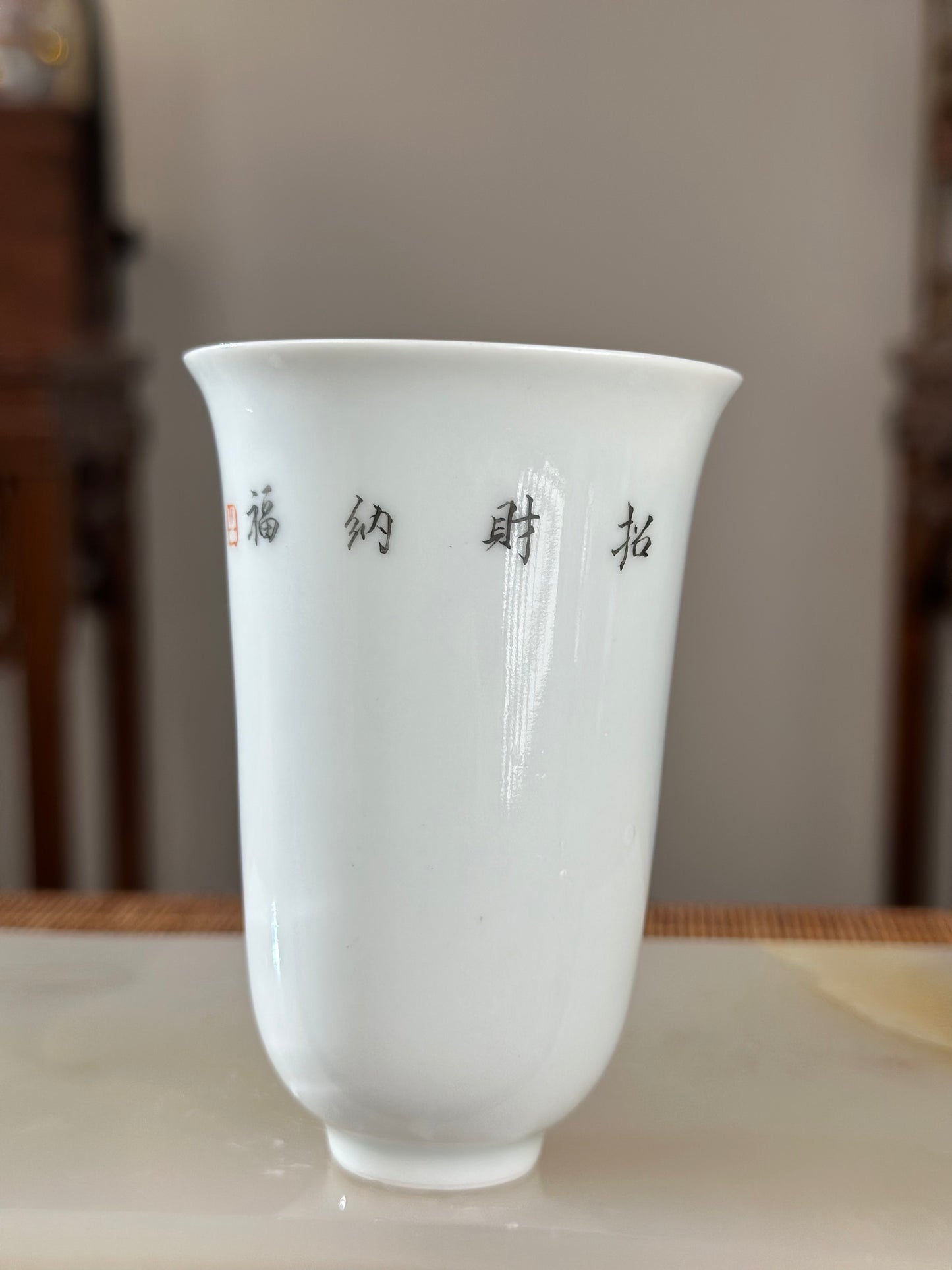 Handpainted Chinese Famille Rose Fencai Traditional Zhongkui Portrait  Jingdezhen Master Teacup