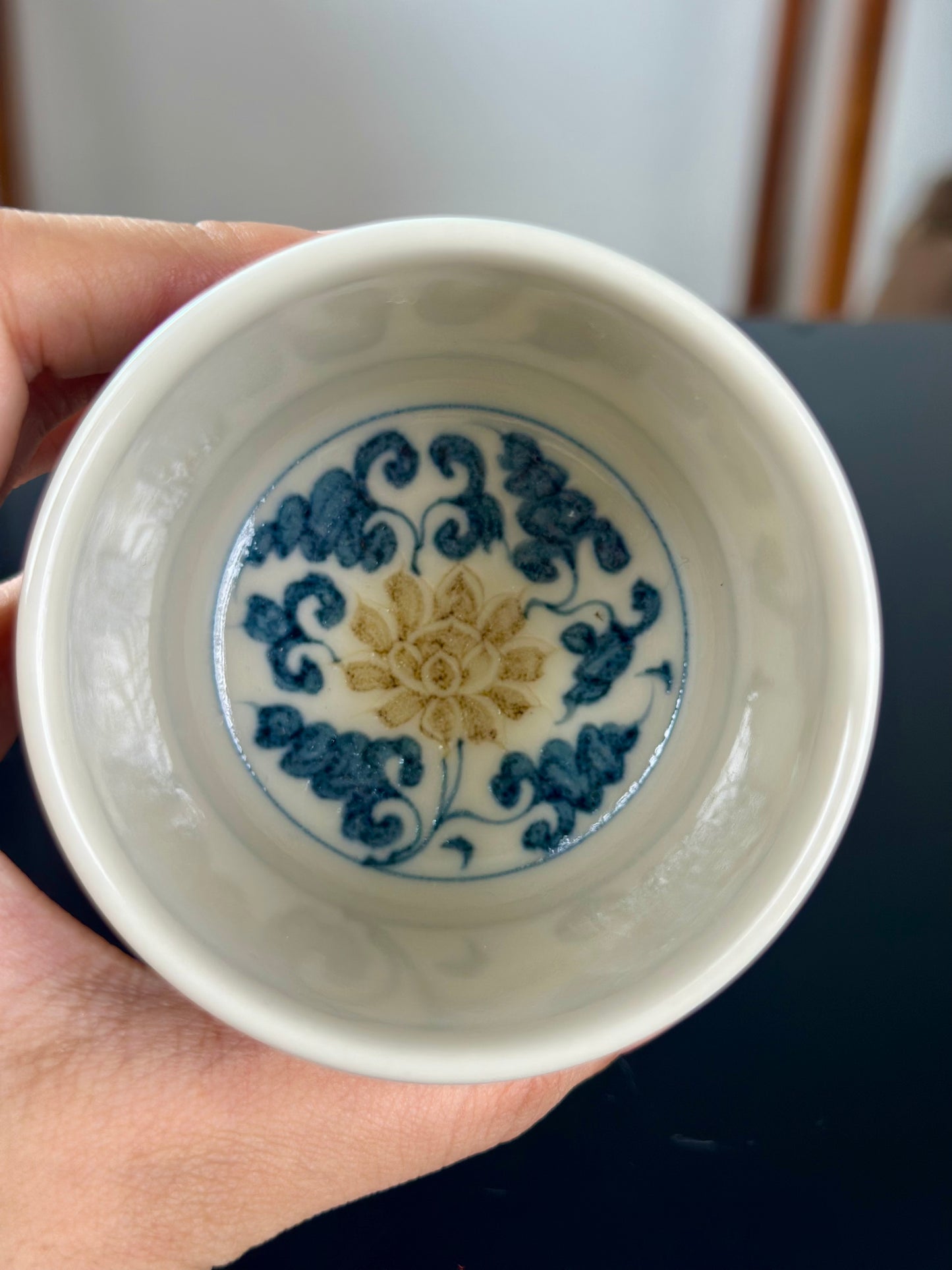 Handpainted Chinese Luxious Blue White Porcelain  Underglaze Gold Youlijin Traditional Phoenix  Pattern Masterpiece Gaiwan Teacup Set Artwork