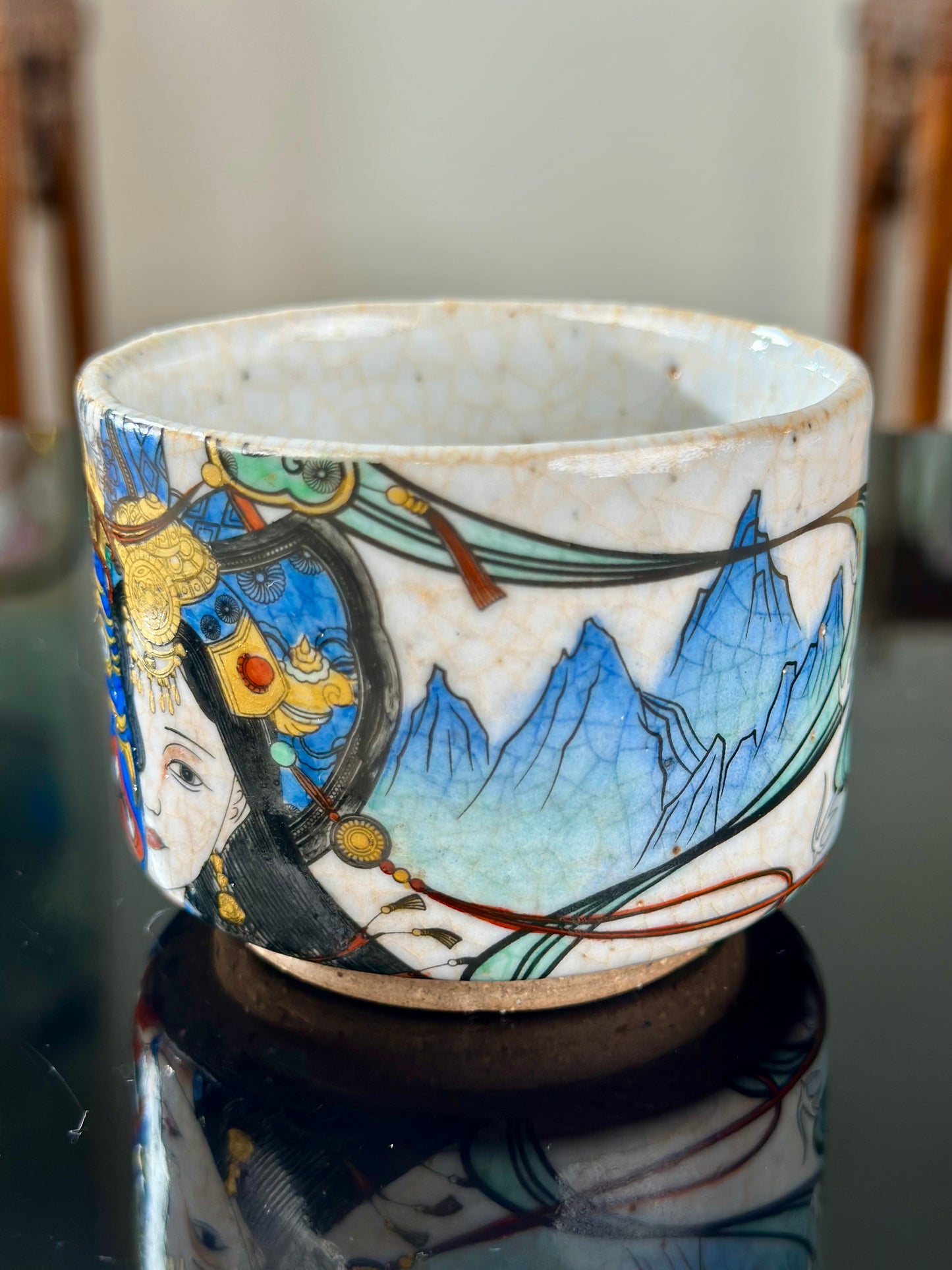 Handpainted Original Designed Chinese Tibetan Style Pottery Gaiwan Teacup Teapot Master Set