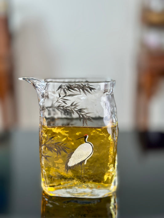 Handpainted High Quality High Borosilicate Chinese Traditional Crane Painting Gongdaobei Fair Cup 220ml