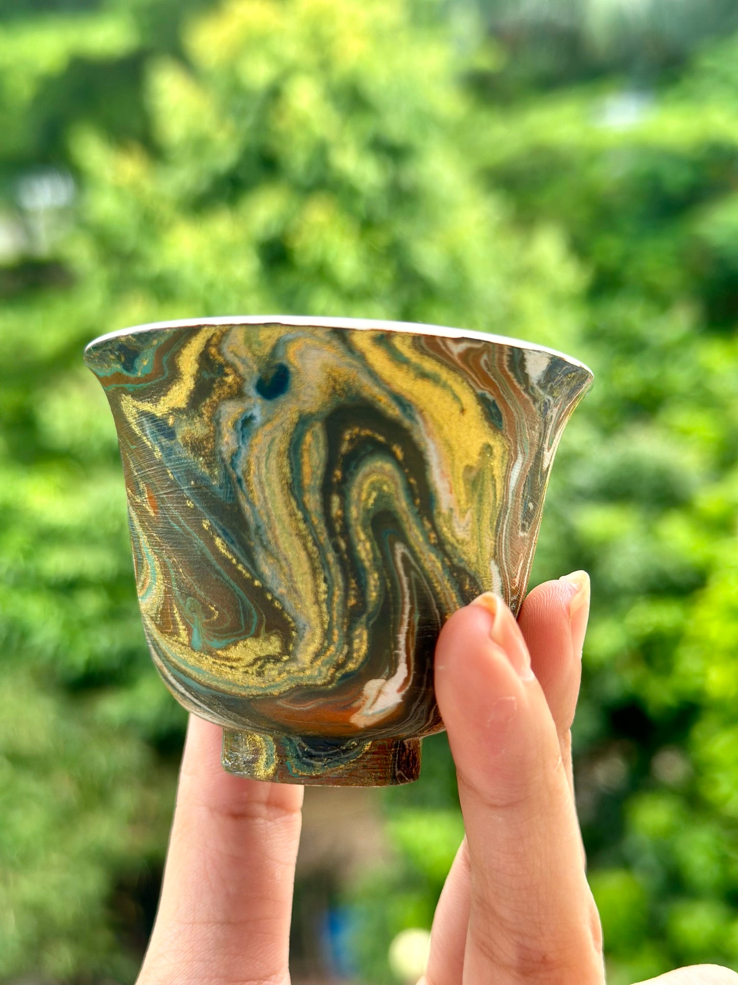Handcrafted Traditional Chinese Lacquer Ware Gaiwan Ceramic Varied Color Teacup Set