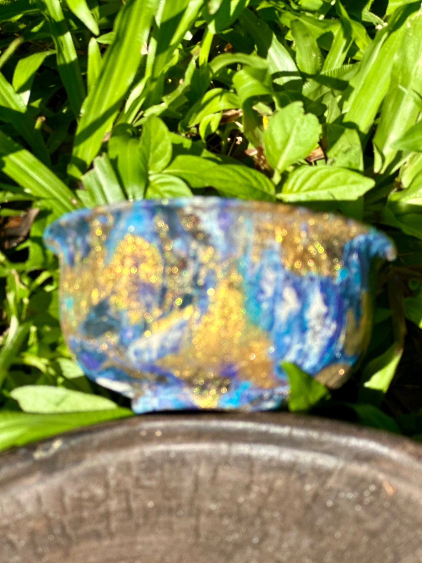Handcrafted Traditional Chinese Lacquer Ware Purple Blue Gaiwan Pottery Varied Color Teacup Set