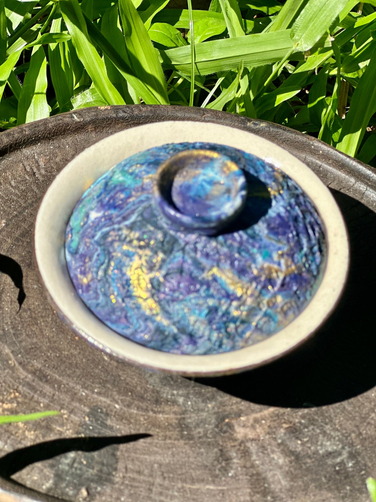 Handcrafted Traditional  Artwork Chinese Lacquer Ware Gaiwan pottery Purple Blue Varied Color Teacup Set