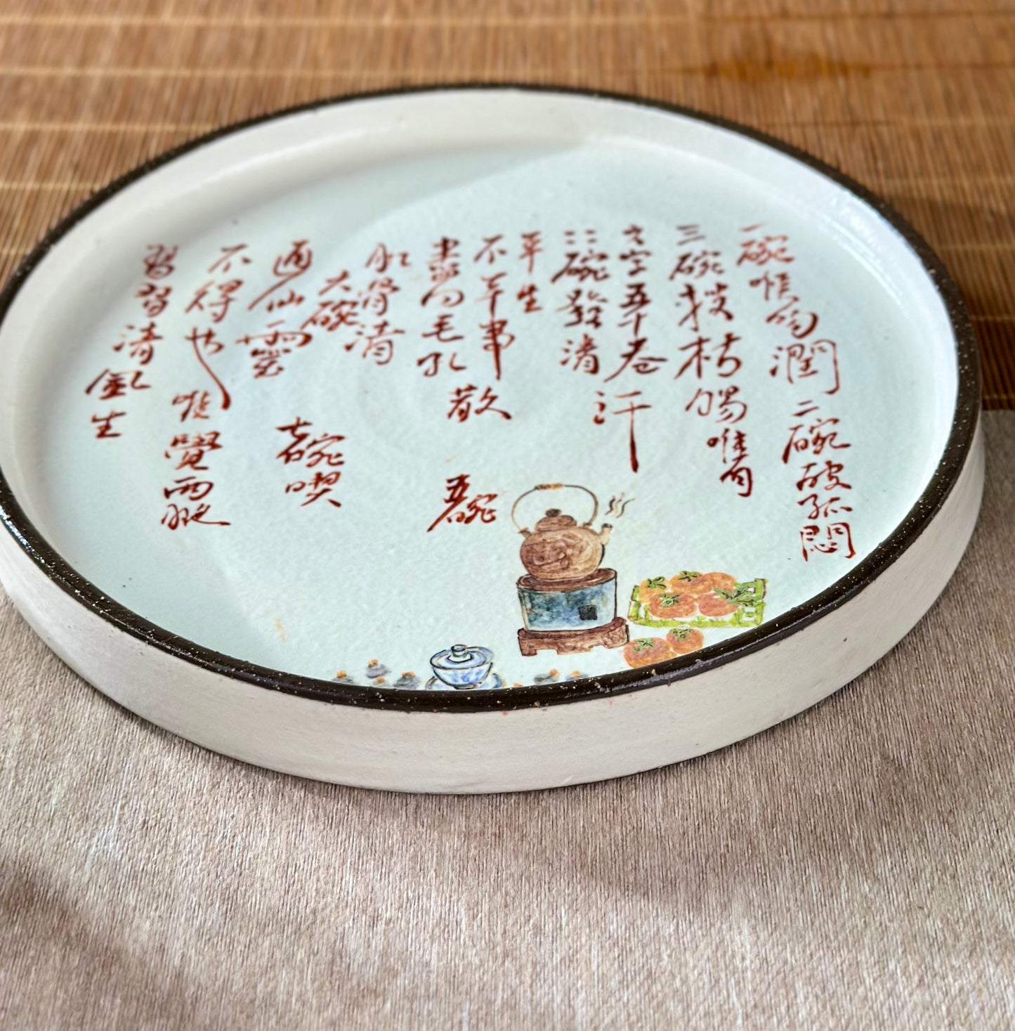 Handmade Gaiwan Artwork Zen Jingdezhen Style Chinese Hand Painted Chinese Calligraphy Pottery Gongfu Cha Teaware  TeaSet