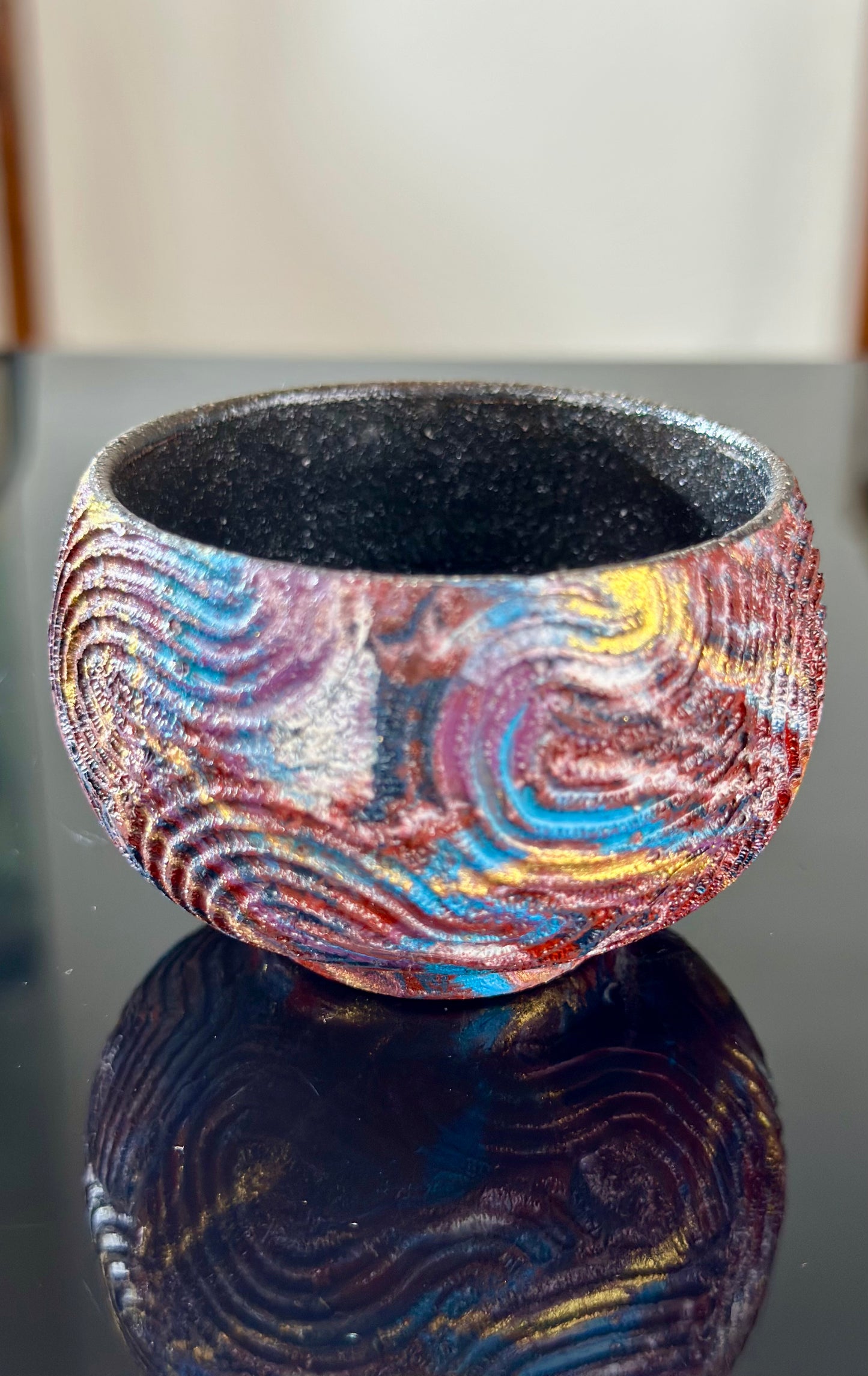 Handcrafted Traditional Chinese Lacquer Ware PRed Blue Gaiwan Pottery Varied Color Teacup Set