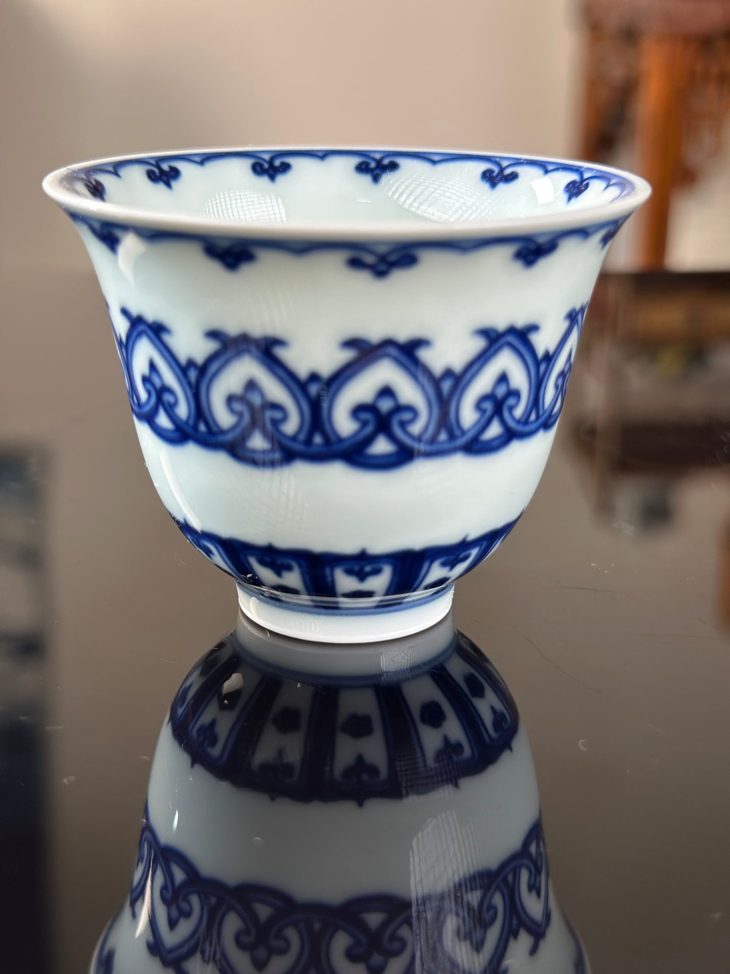 Handmade CHinese High Class Blue White Porcelain Gaiwan Teapot Teacup Set