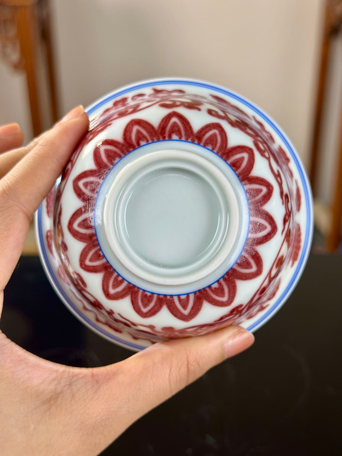 Hand Painted Chinese Lotus Underglaze Red Youlihong Jingdezhen Gaiwan Tea Boat Tea Tray Tea Set  Master Ceramic