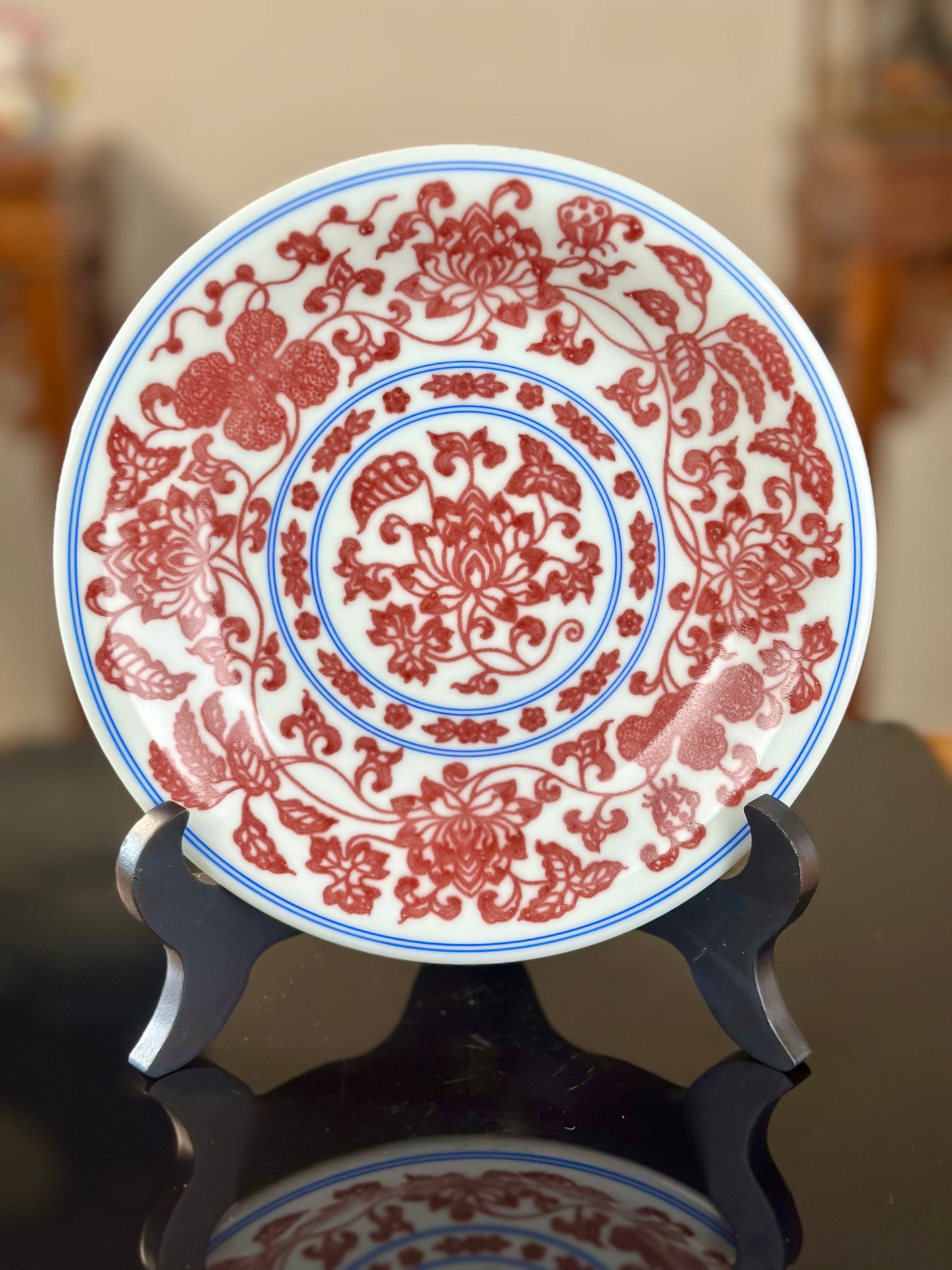 Hand Painted Chinese Lotus Underglaze Red Youlihong Jingdezhen Gaiwan Tea Boat Tea Tray Tea Set  Master Ceramic