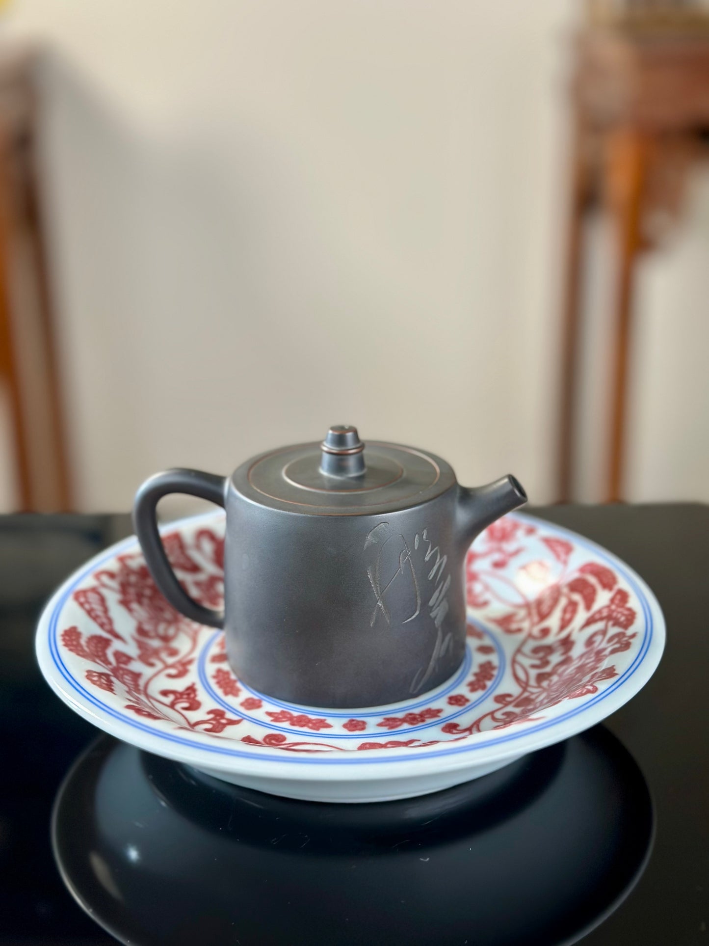 Hand Painted Chinese Lotus Underglaze Red Youlihong Jingdezhen Gaiwan Tea Boat Tea Tray Tea Set  Master Ceramic