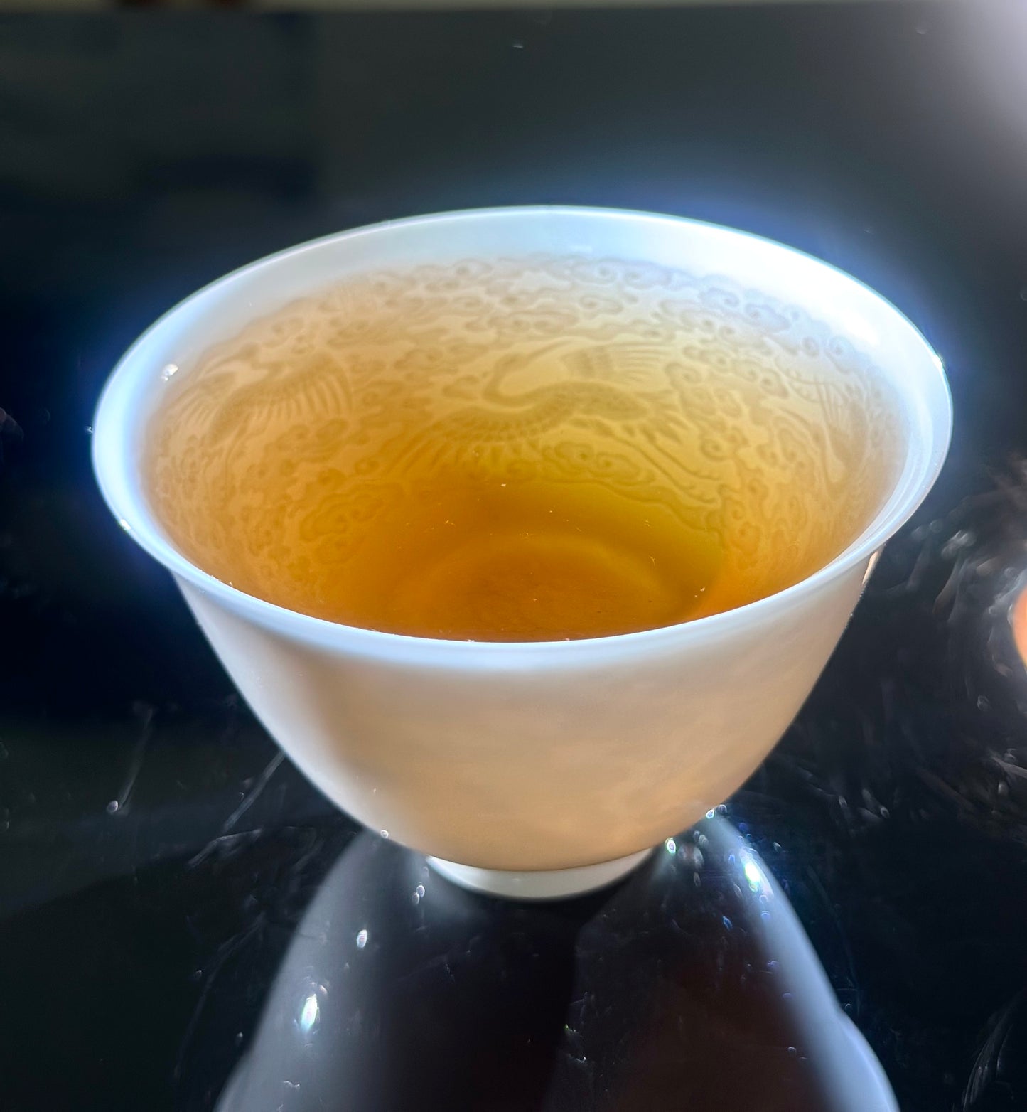 Handmade Chinese Jingdezhen Artwork Intimal Imprint Neimoyin Chinese Crane Super Thin Teacup