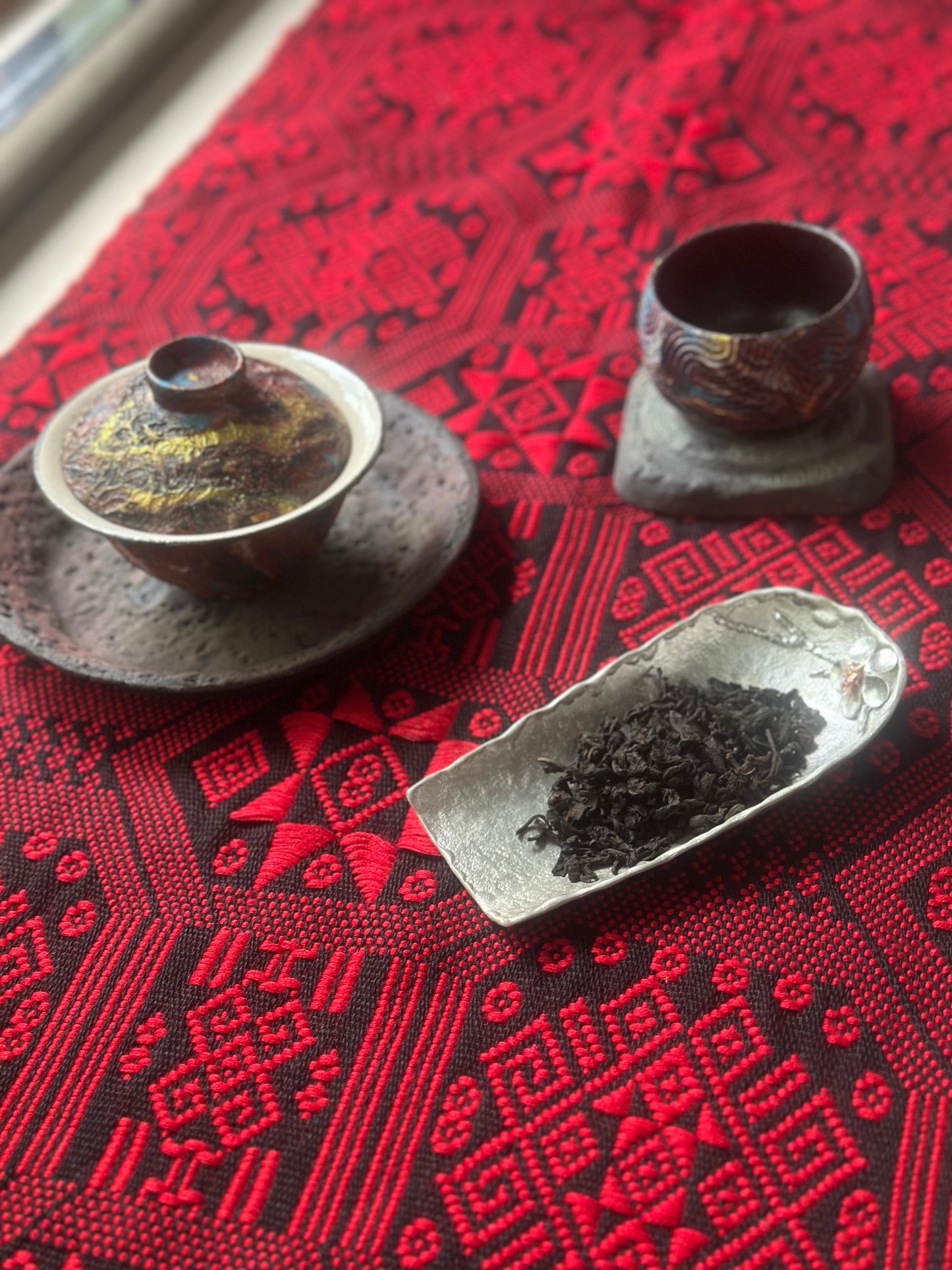 High-end Handcrafted Chinese Zhuang Brocade Silk Cloth Scarf Tea Table Cloth