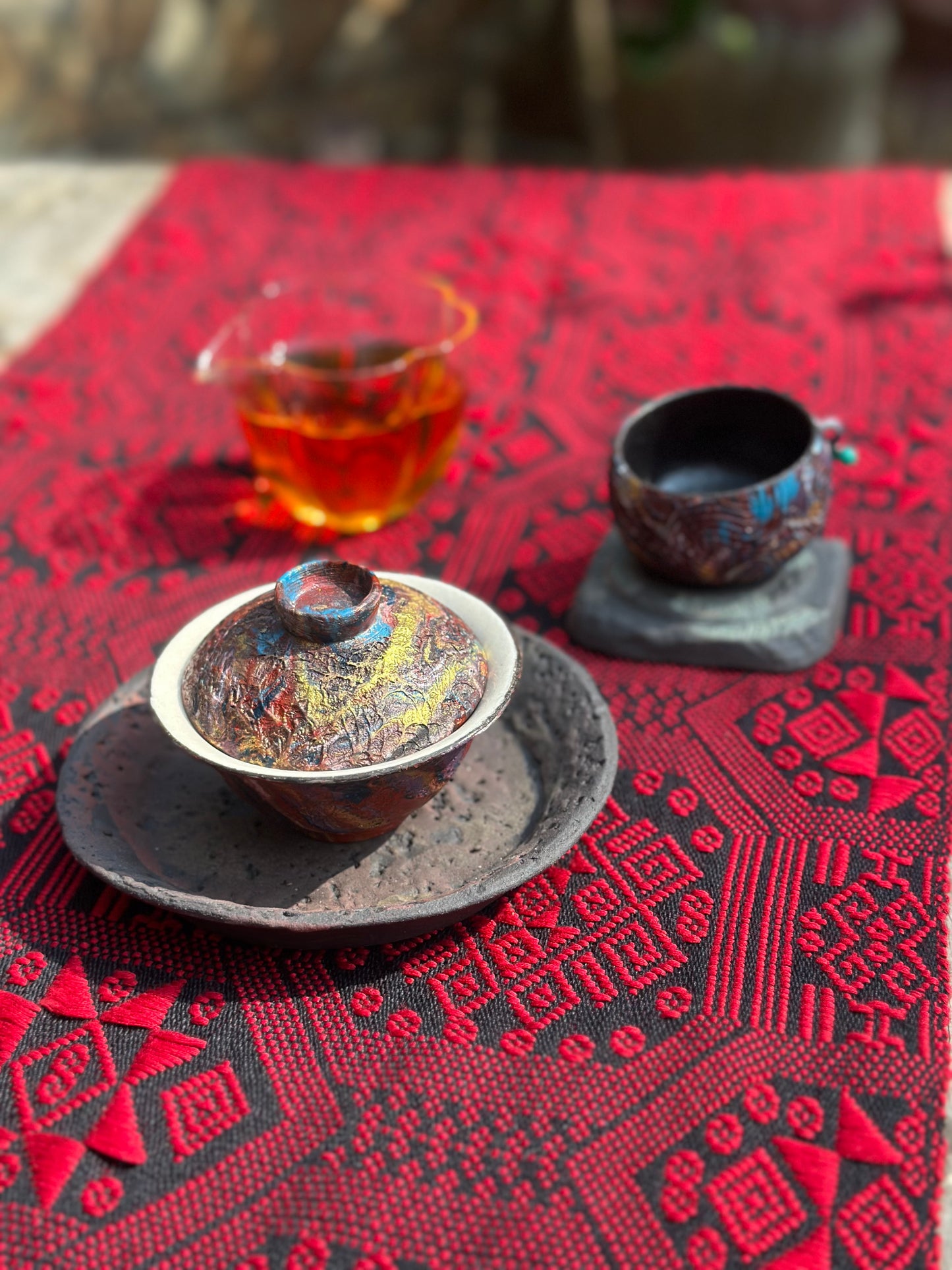 High-end Handcrafted Chinese Zhuang Brocade Silk Cloth Scarf Tea Table Cloth