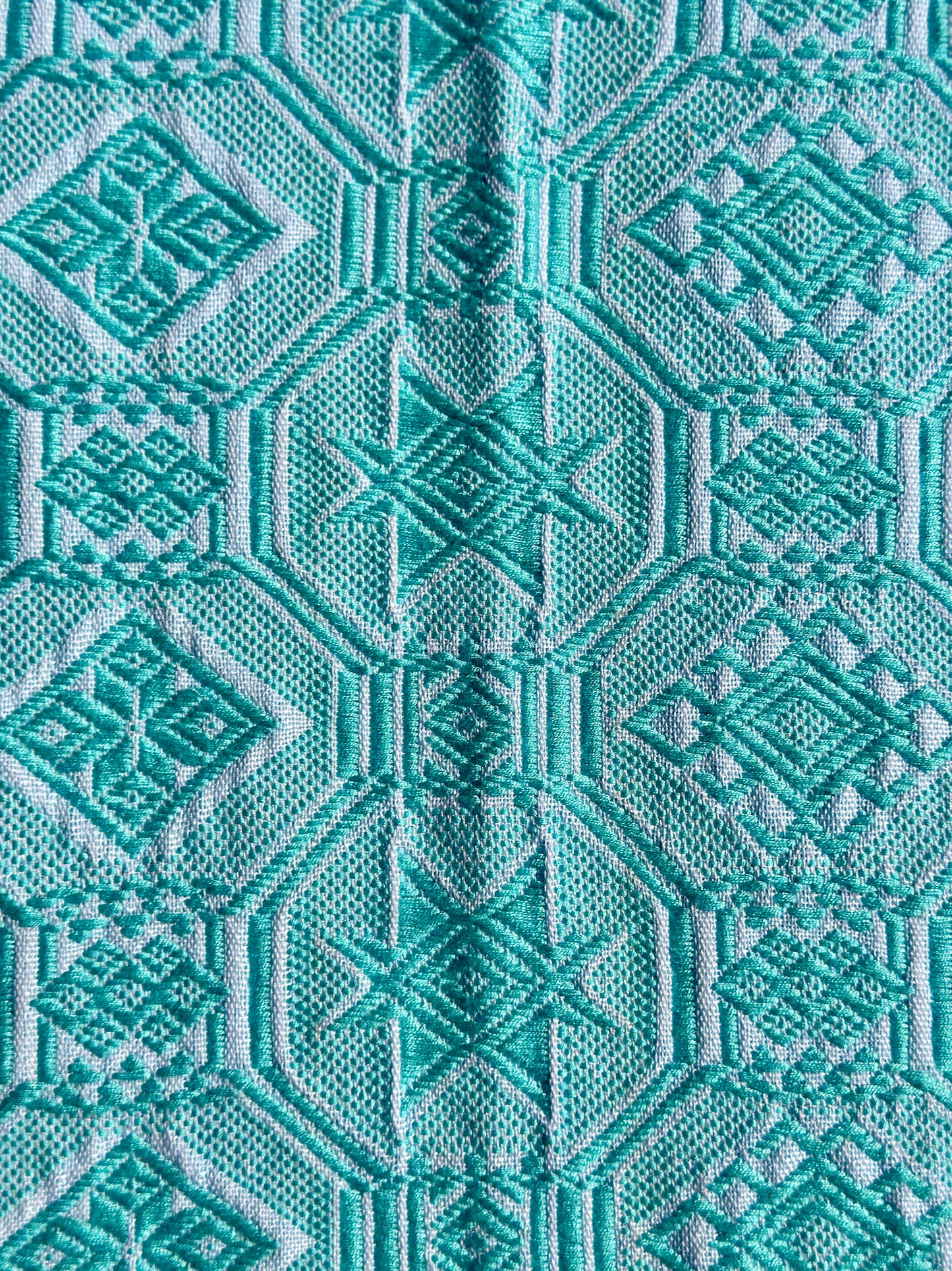 High-end Handcrafted Anise Pattern Chinese Glacier Blue Pattern Zhuang Brocade Silk Cloth Scarf Tea Table Cloth