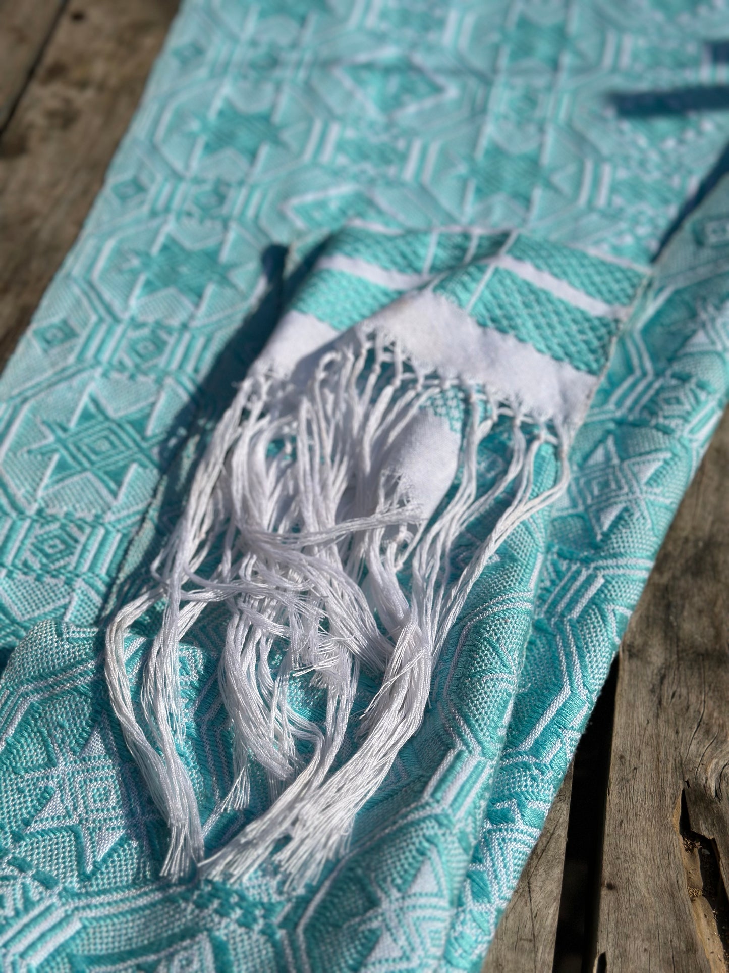 High-end Handcrafted Anise Pattern Chinese Glacier Blue Pattern Zhuang Brocade Silk Cloth Scarf Tea Table Cloth