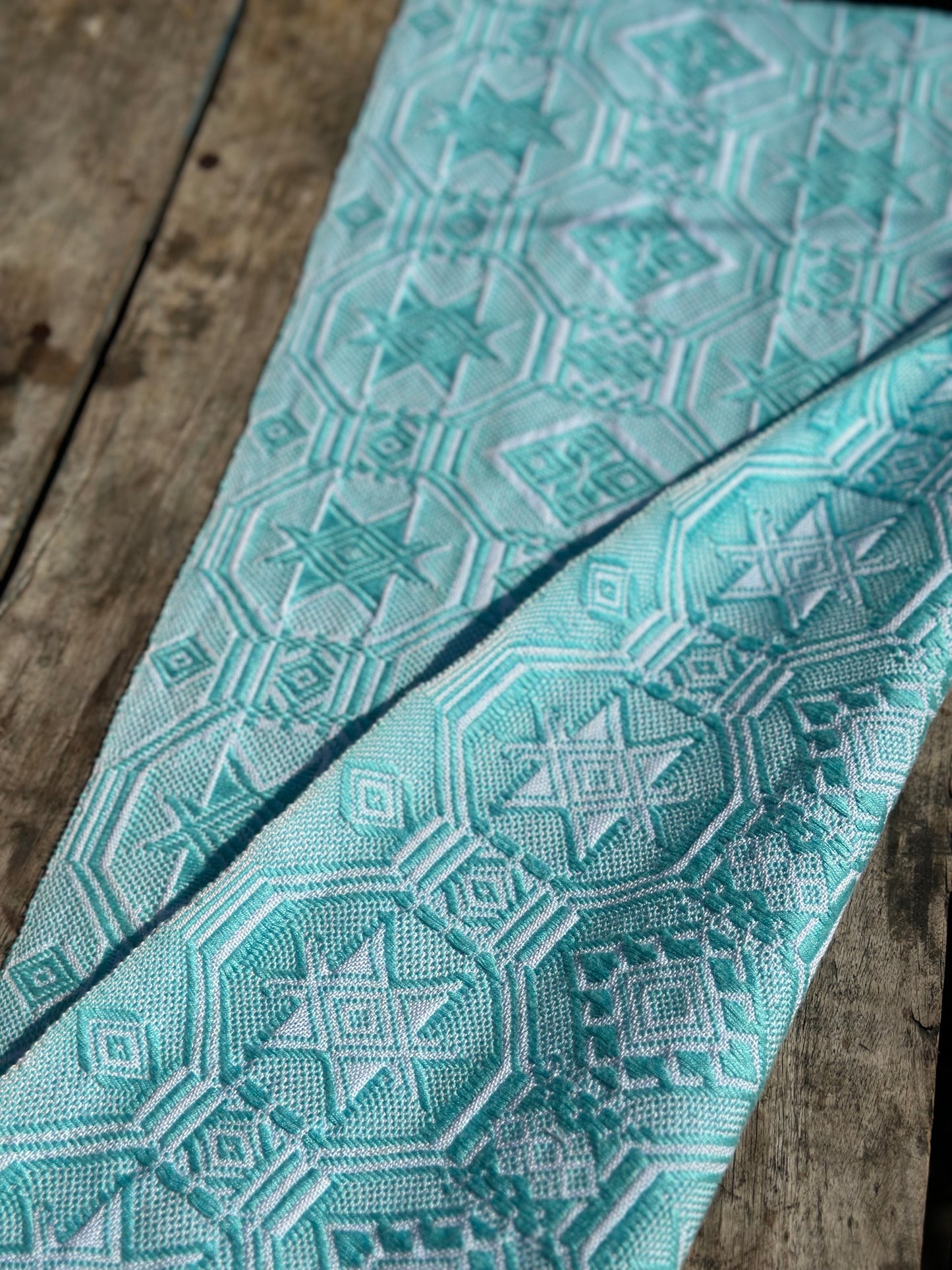 High-end Handcrafted Anise Pattern Chinese Glacier Blue Pattern Zhuang Brocade Silk Cloth Scarf Tea Table Cloth