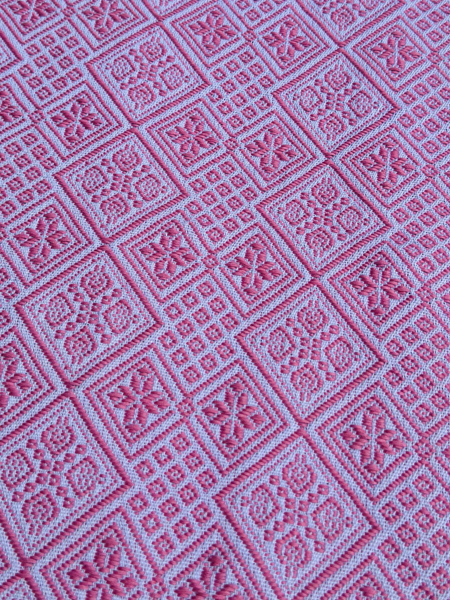 High-end Handcrafted Anise Field Pattern Chinese Pink White Zhuang Brocade Silk Cloth Scarf Tea Table Cloth