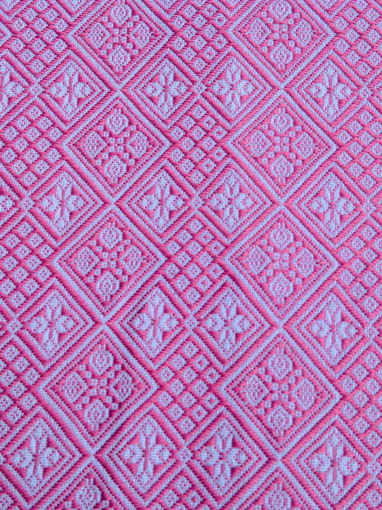 High-end Handcrafted Anise Field Pattern Chinese Pink White Zhuang Brocade Silk Cloth Scarf Tea Table Cloth