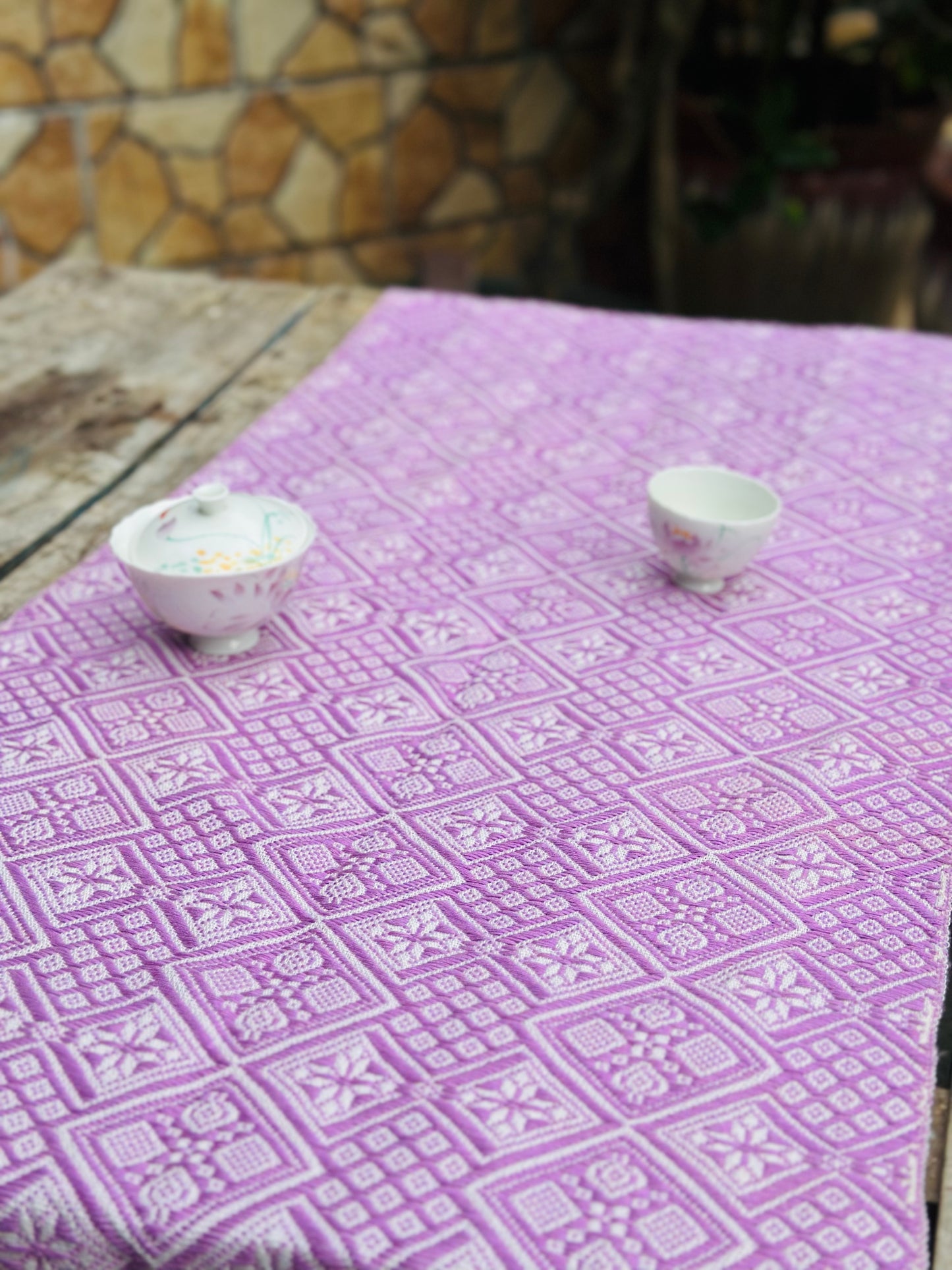 High-end Handcrafted  Pattern Chinese  Pattern Zhuang Brocade Silk Cloth Scarf Tea Table Cloth