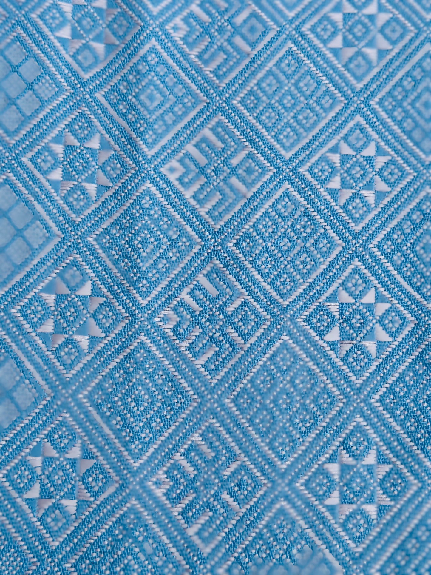 High-end Handcrafted  Swallow Field Anise Pattern Chinese Blue white Zhuang Brocade Silk Cloth Scarf Tea Table Cloth