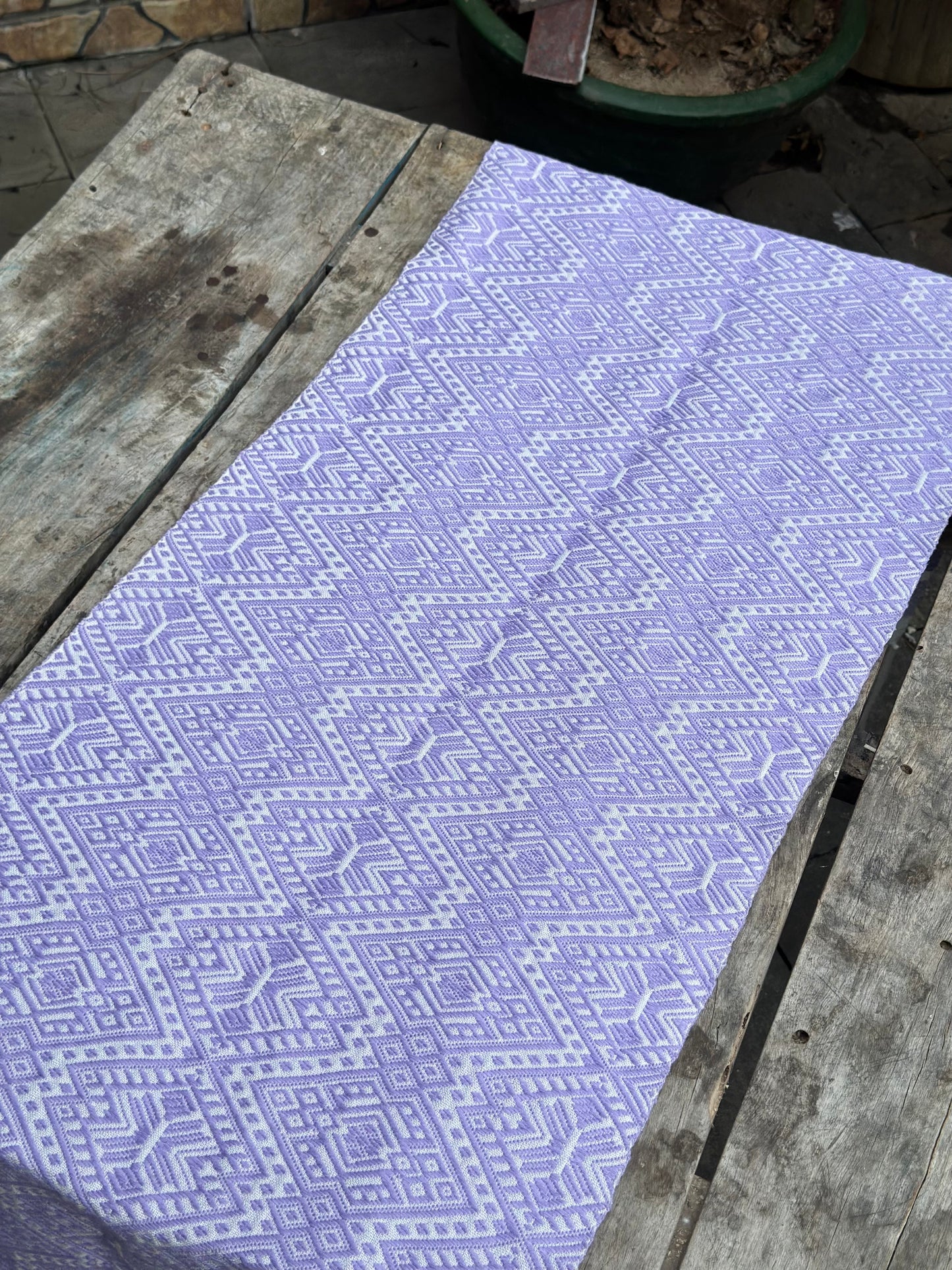 High-end Handcrafted Butterfly Field Pattern Chinese Purple White Zhuang Brocade Silk Cloth Scarf Tea Table Cloth