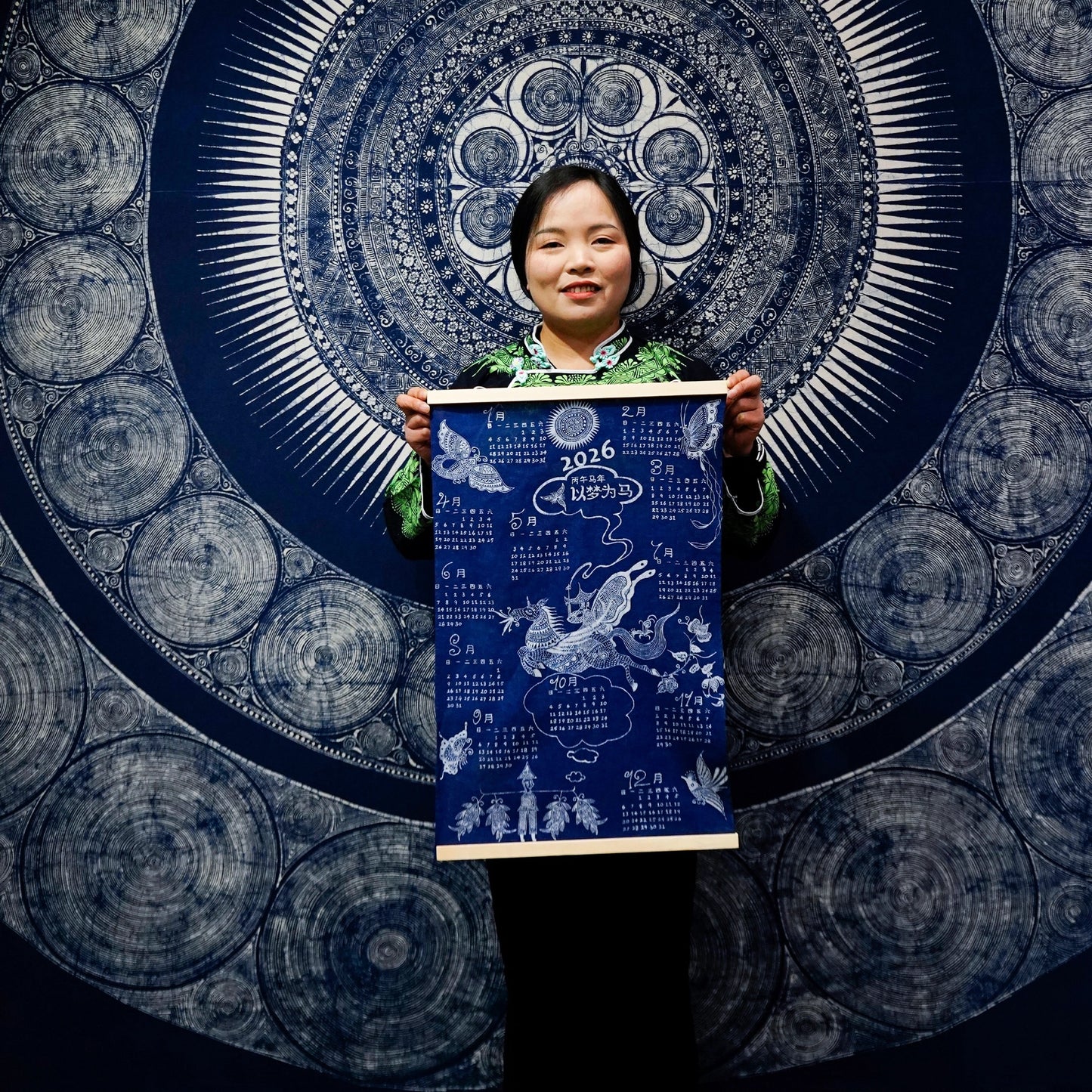 Chinese Handpainted Batik Chinese 2026 Horse Year Calender CHinese Souvenir