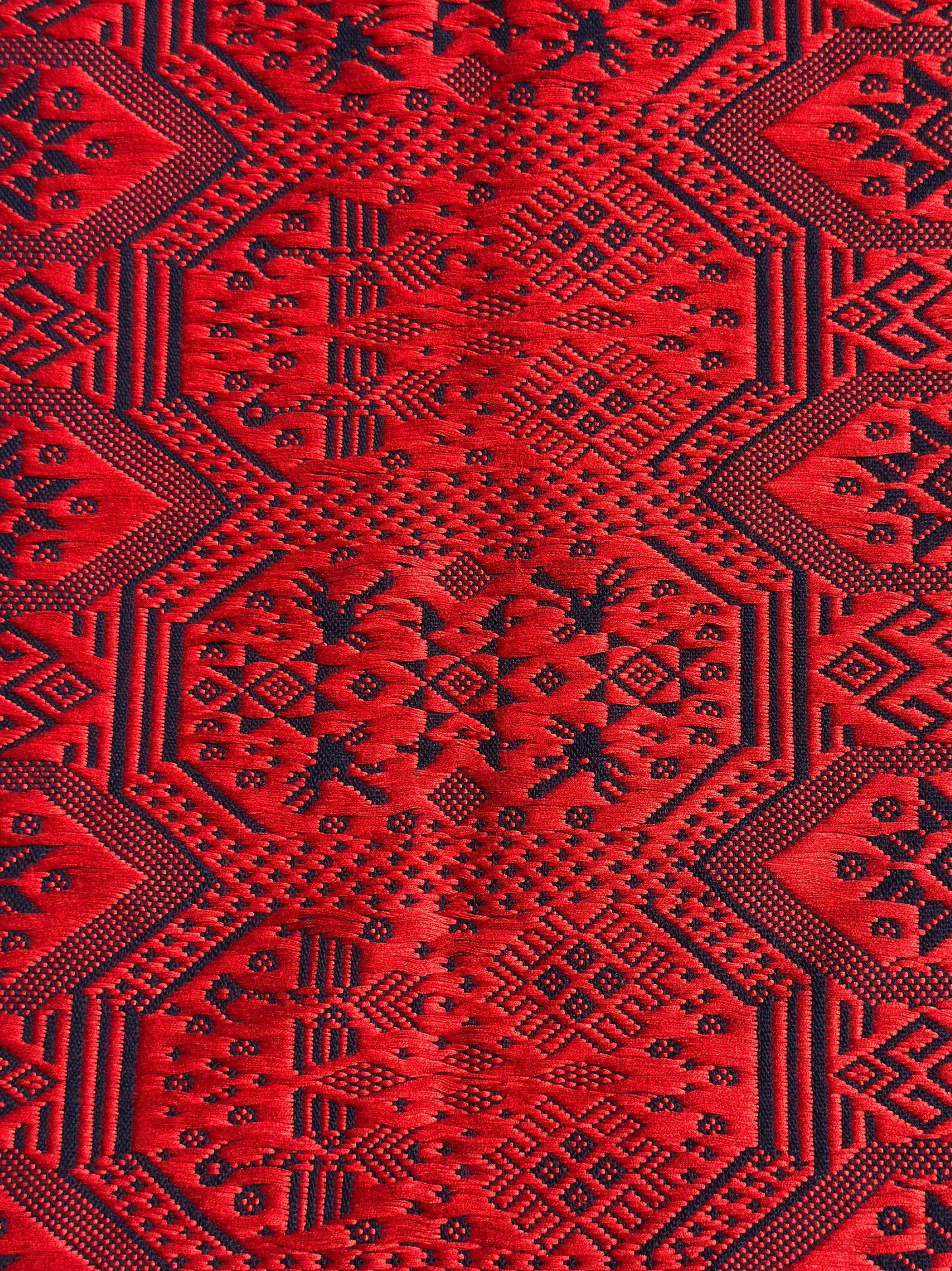 High-end Handcrafted Orange Red Blue Phoenix Dragon Pattern Chinese Zhuang Brocade Silk Cloth Scarf Tea Table Cloth