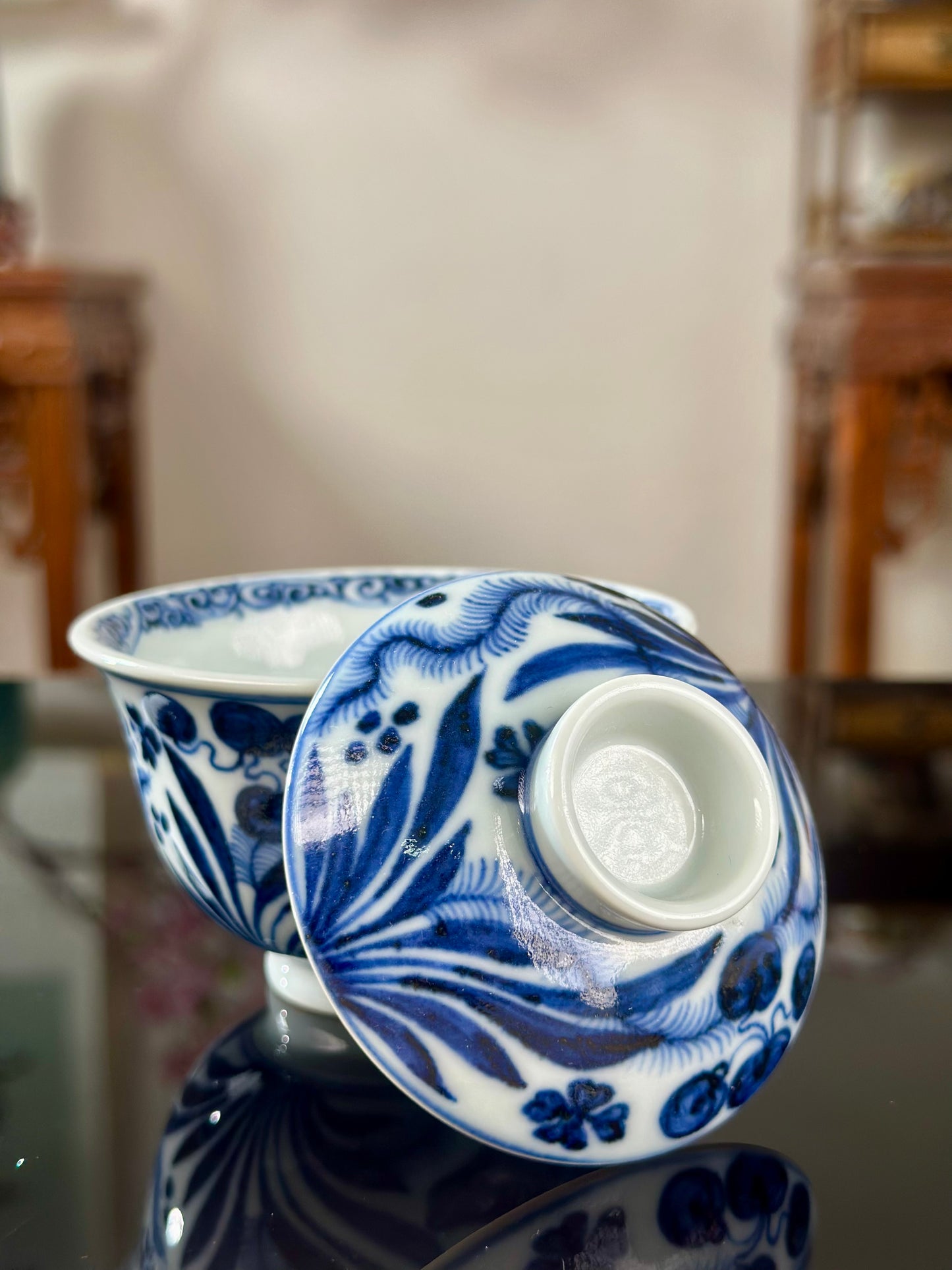 Handpainted Chinese Traditional Fish and Alga Pattern Blue White Porcelain Teapot Jingdezhen Gaiwan