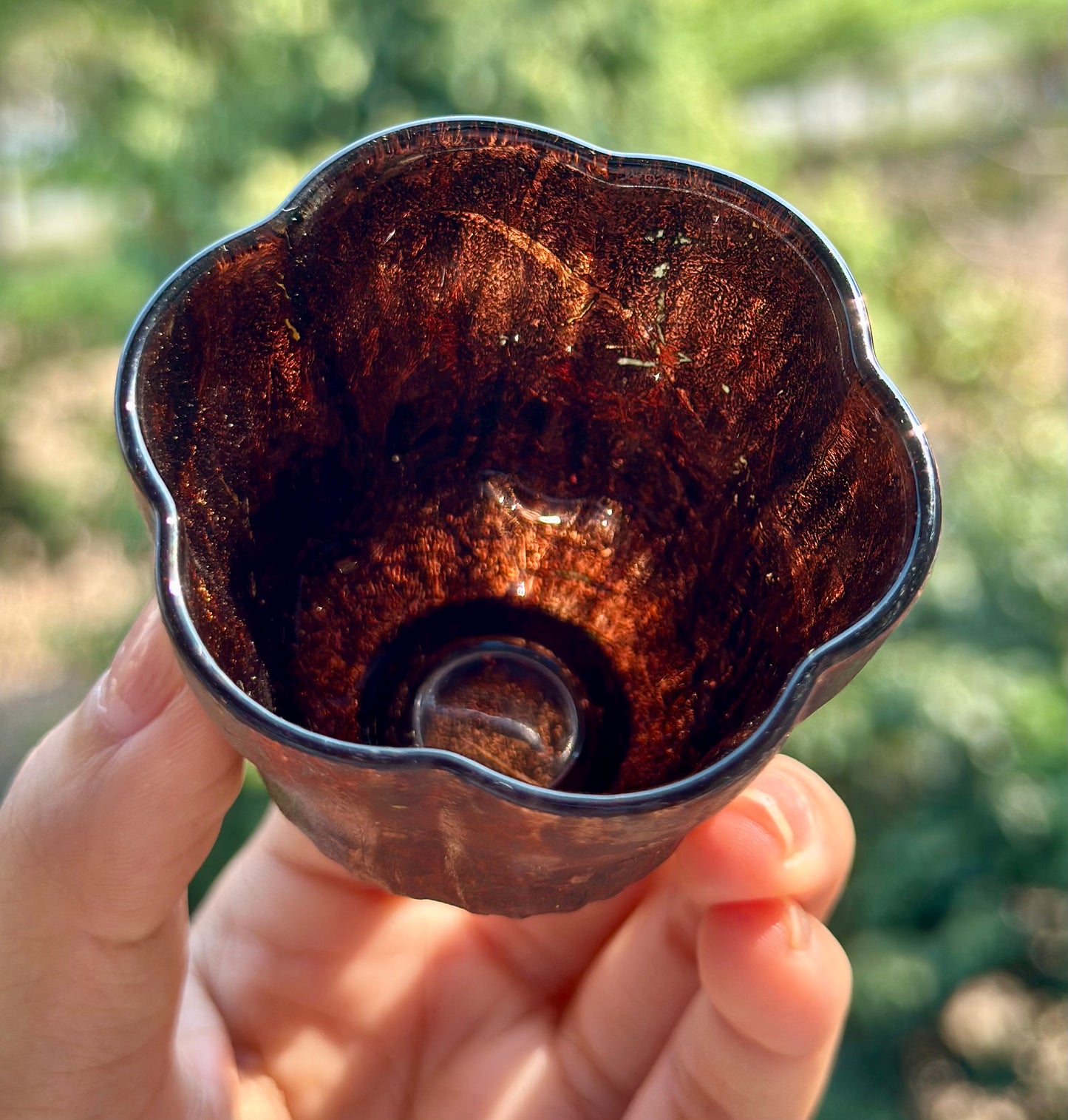 Handcrafted Traditional Chinese Lacquer Ware Glass Hign-end Flower Shape Teacup