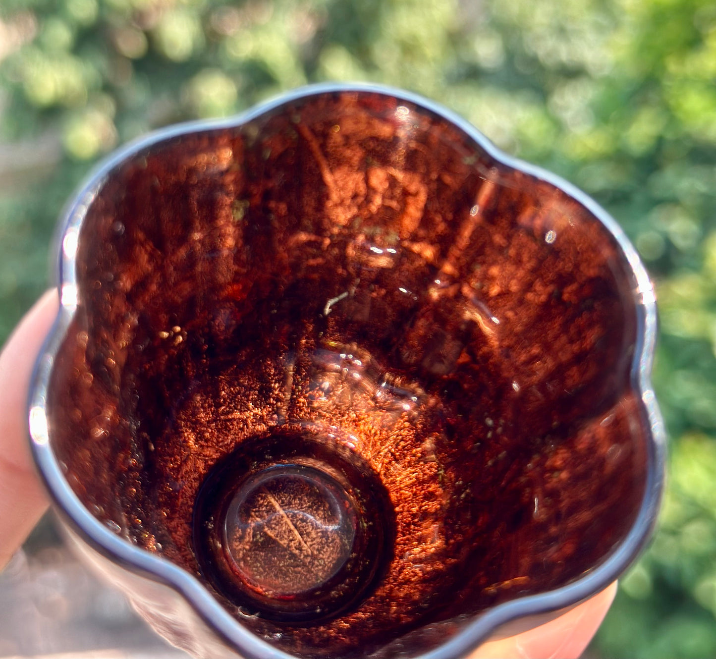 Handcrafted Traditional Chinese Lacquer Ware Glass Hign-end Flower Shape Teacup