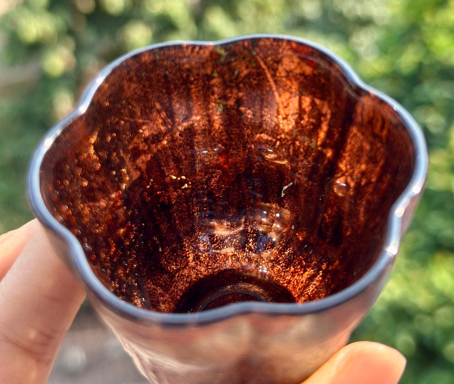 Handcrafted Traditional Chinese Lacquer Ware Glass Hign-end Flower Shape Teacup