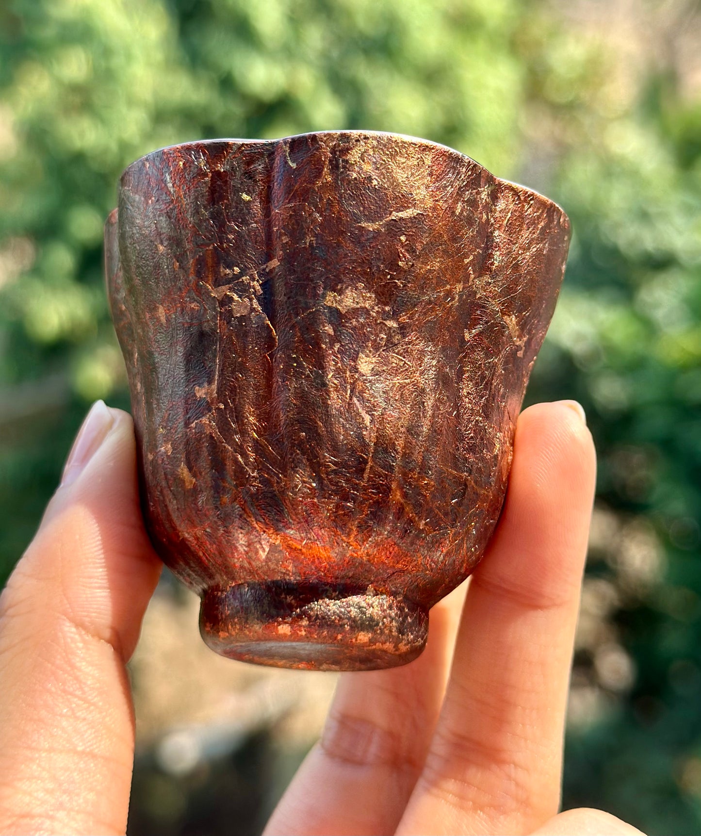 Handcrafted Traditional Chinese Lacquer Ware Glass Hign-end Flower Shape Teacup