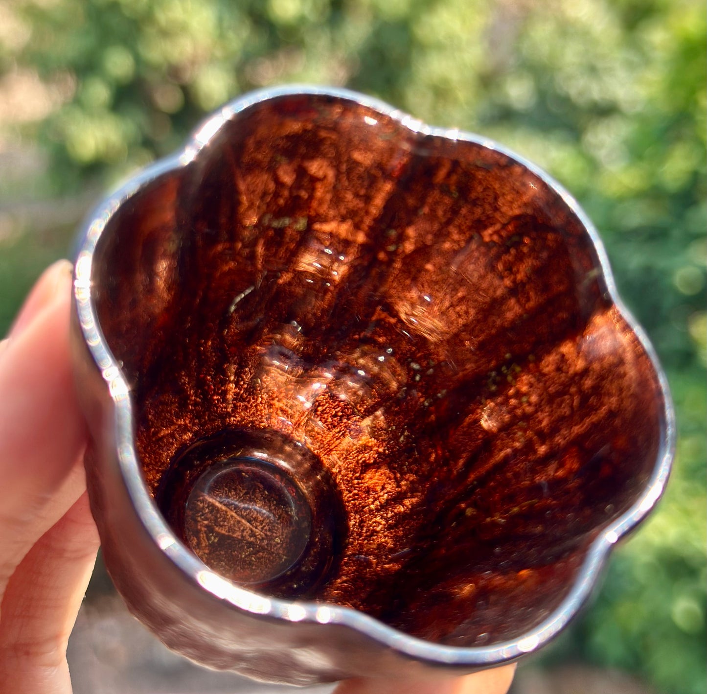 Handcrafted Traditional Chinese Lacquer Ware Glass Hign-end Flower Shape Teacup