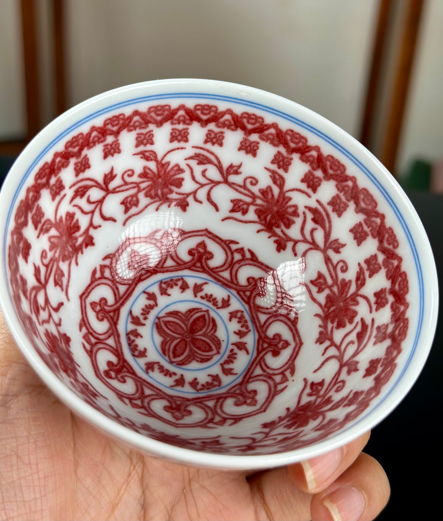 Handpainted Chinese  Underglaze Red Youlihong Porcelain Jingdezhen Traditional Covert Eight Immortals Anbaxian Pattern Teacup