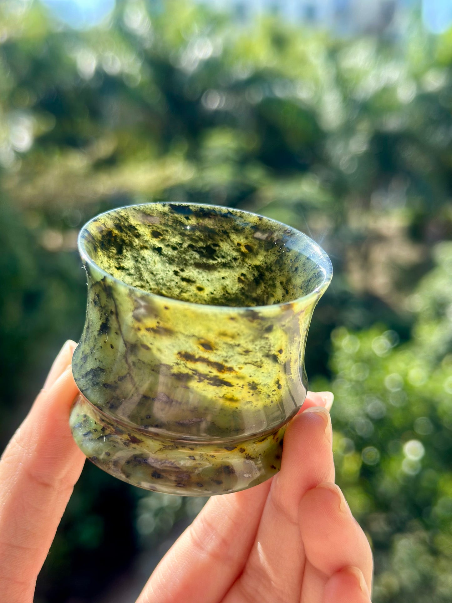 Chinese Yuanyang Precious Jade Couple Artistic Teacup 50ML
