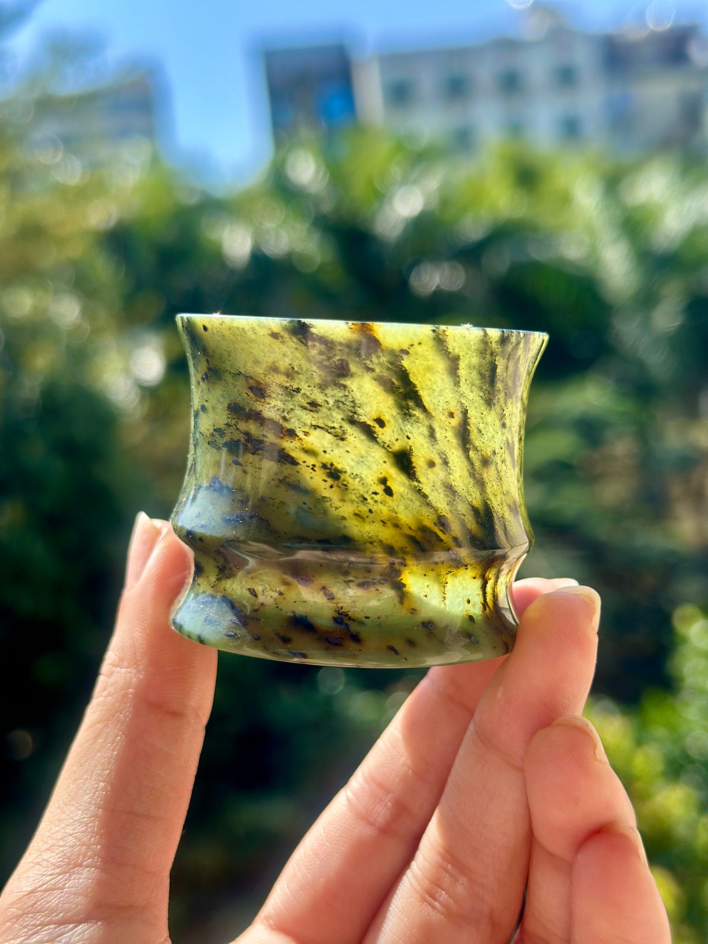 Chinese Yuanyang Precious Jade Couple Artistic Teacup 50ML