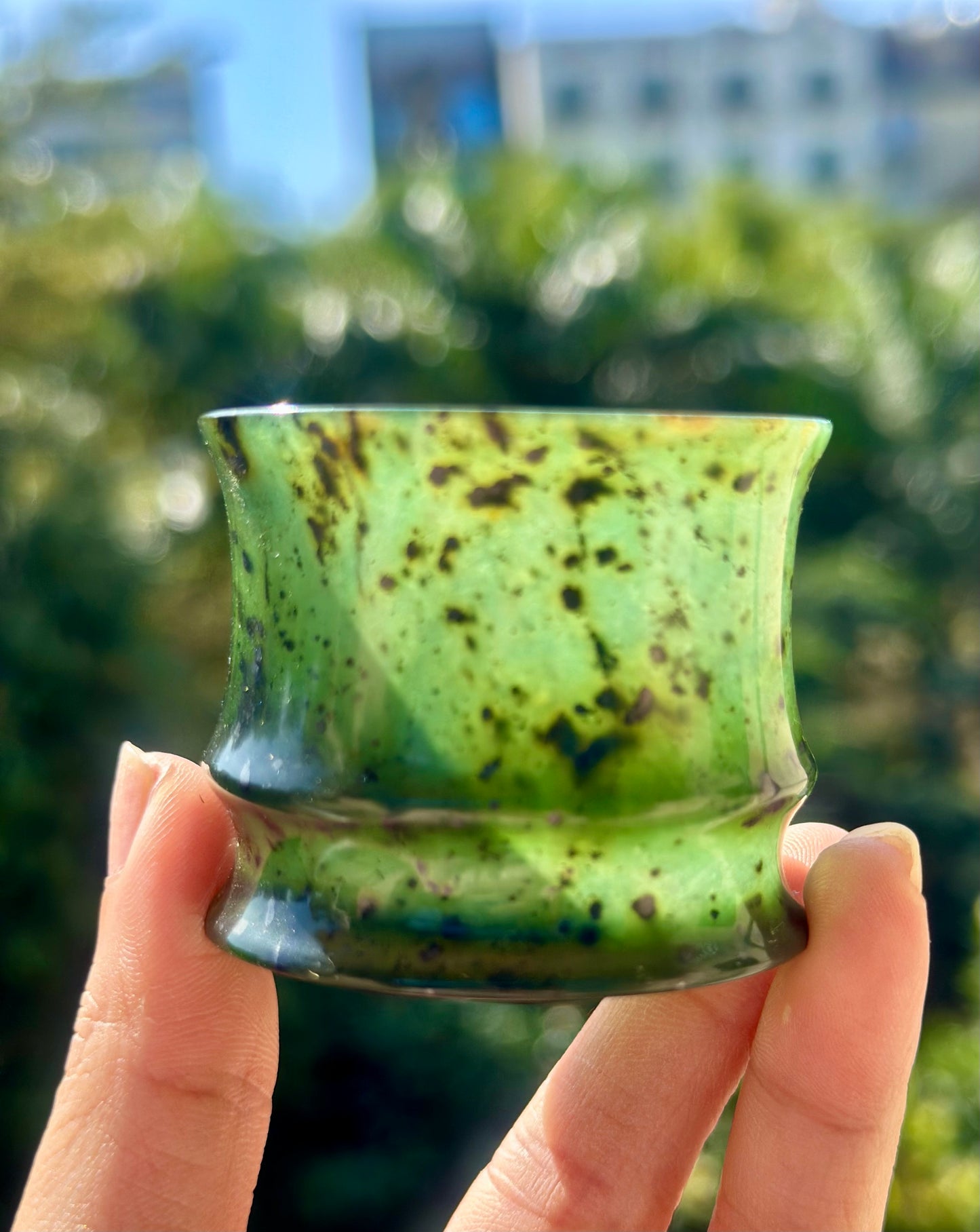 Chinese Yuanyang Precious Jade Couple Artistic Teacup 50ML
