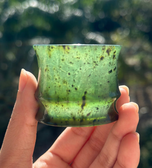 Chinese Yuanyang Precious Jade Couple Artistic Teacup 50ML