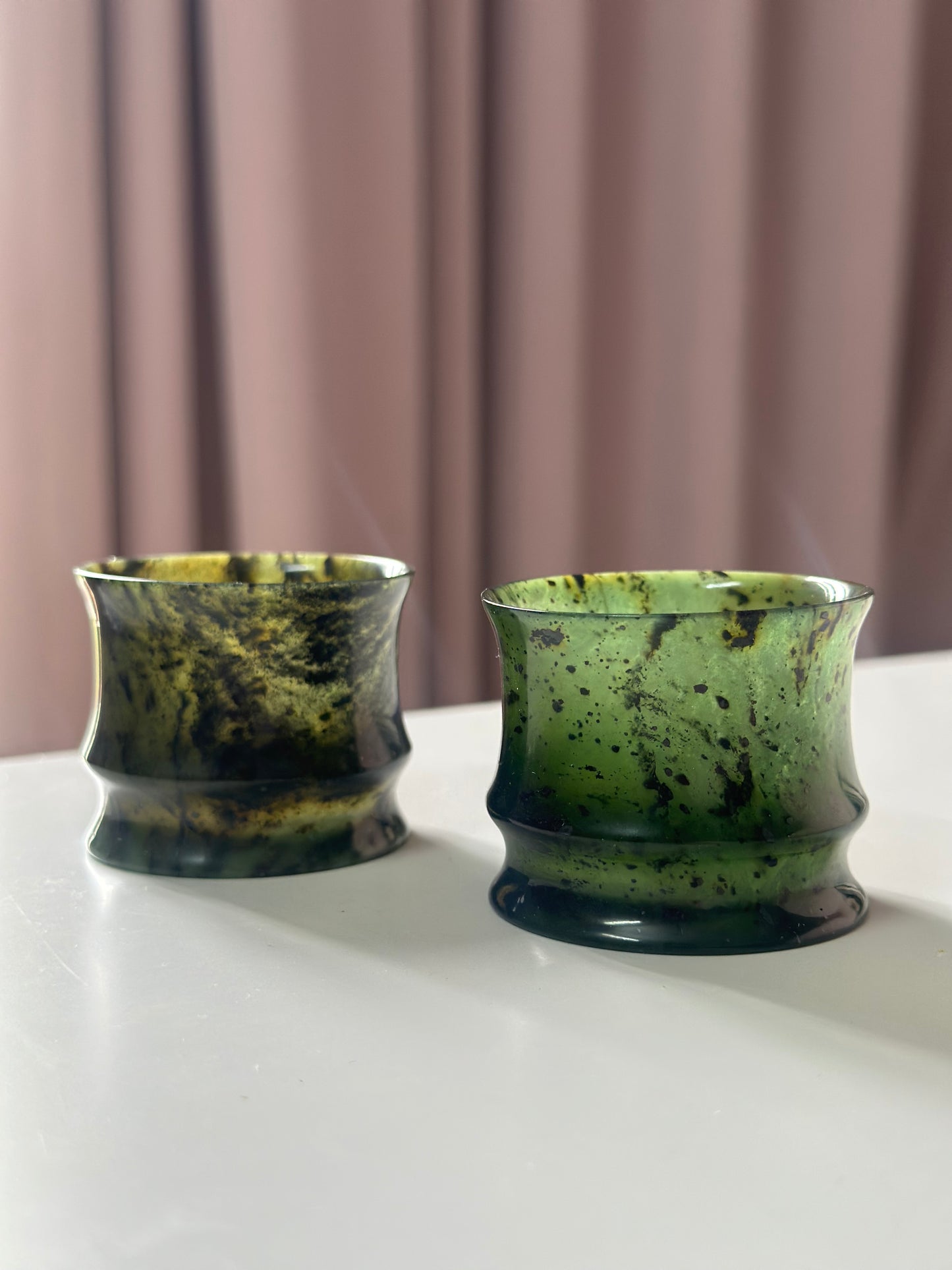 Chinese Yuanyang Precious Jade Couple Artistic Teacup 50ML